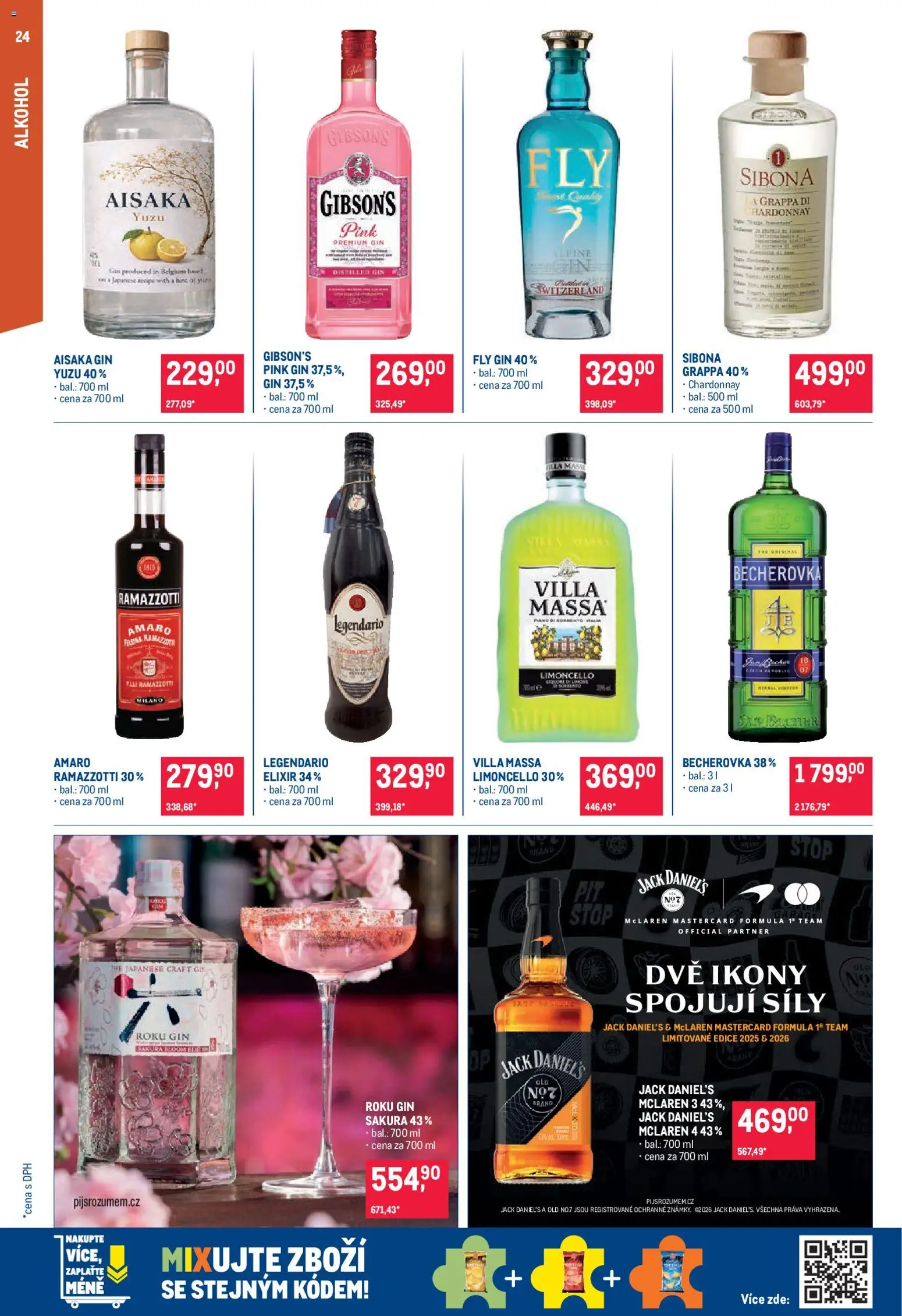 Makro leták - Pro milovníky jídla od 26.08.2026 | Strana: 24 | Produkty: Gin, Becherovka, Limoncello, Legendario