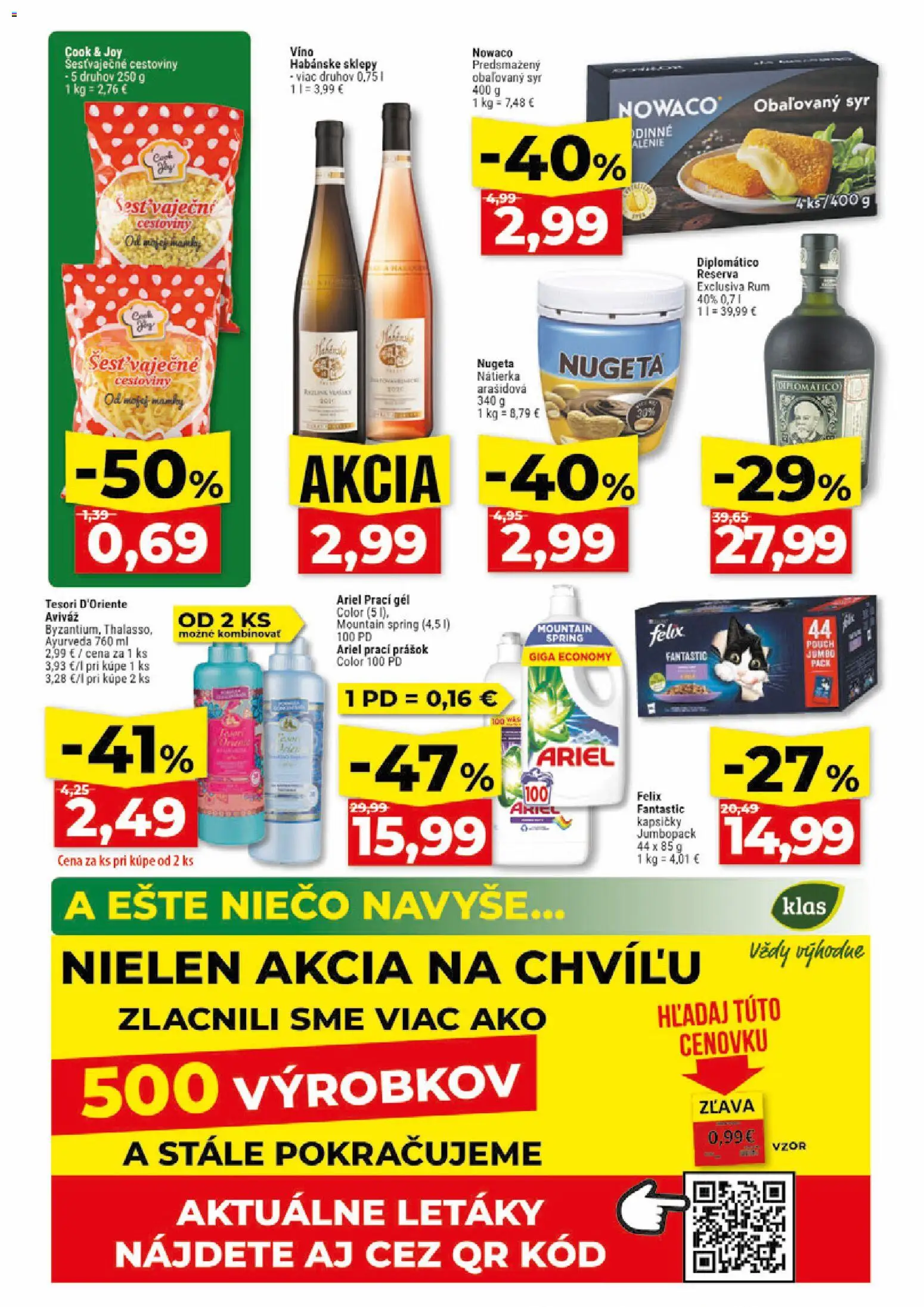 Nové Klas akcie – leták je platný od 03.09.2026 | Strana: 2 | Produkty: Nátierka, Prací gél, Ariel, Kapsičky