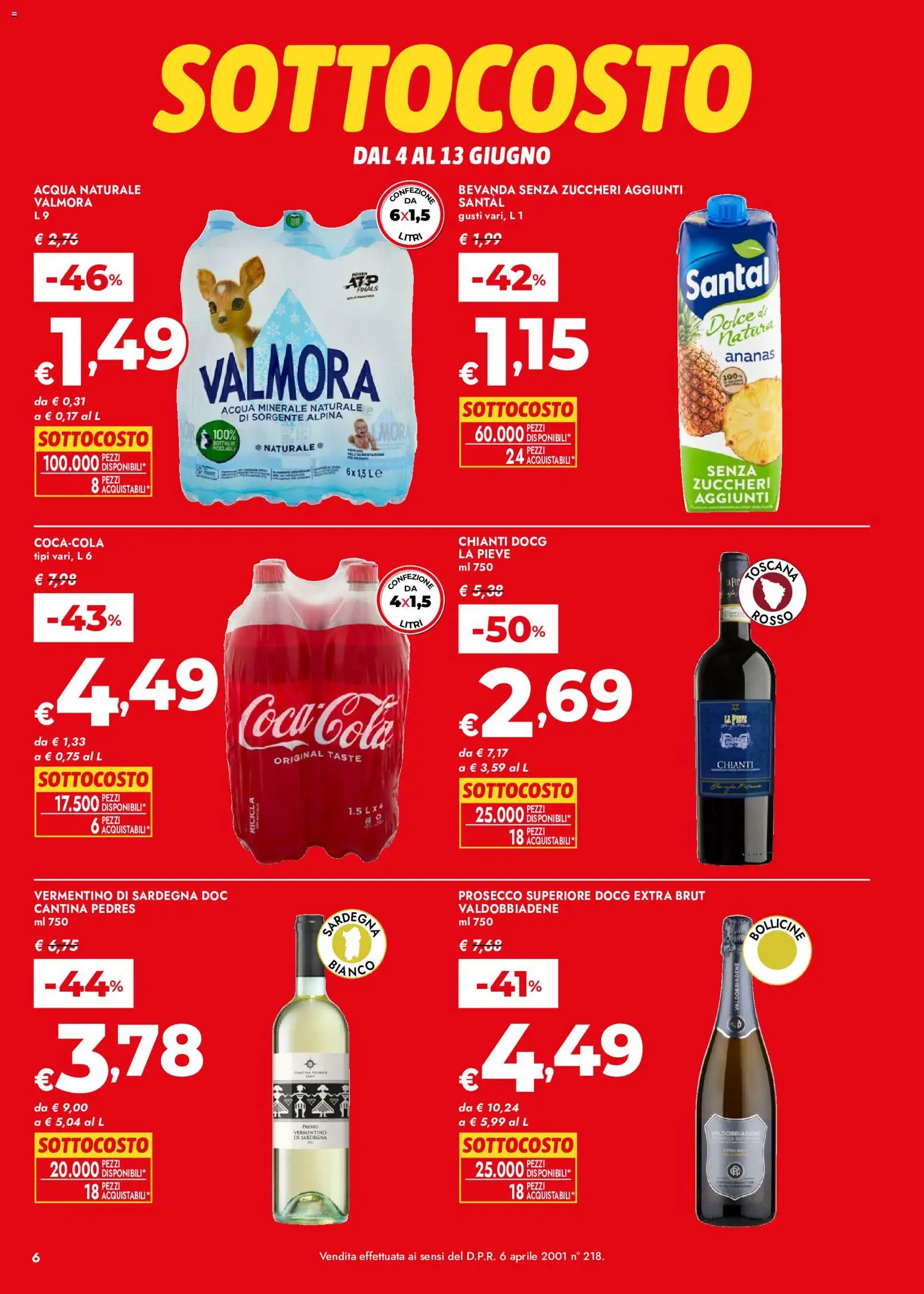 Volantino bennet del 04.06.2026 | Pagina: 6 | Prodotti: Prosecco, Acqua, Acqua naturale, Acqua minerale