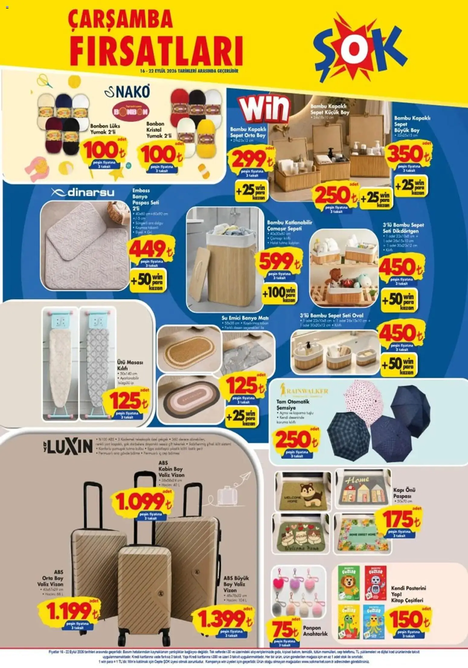 Şok Market Katalog - 16 Eylül 2026 tarihinden itibaren geçerlidir | Sayfa: 4 | Ürünler: Çamaşır sepeti, Sepet, Su, Şemsiye