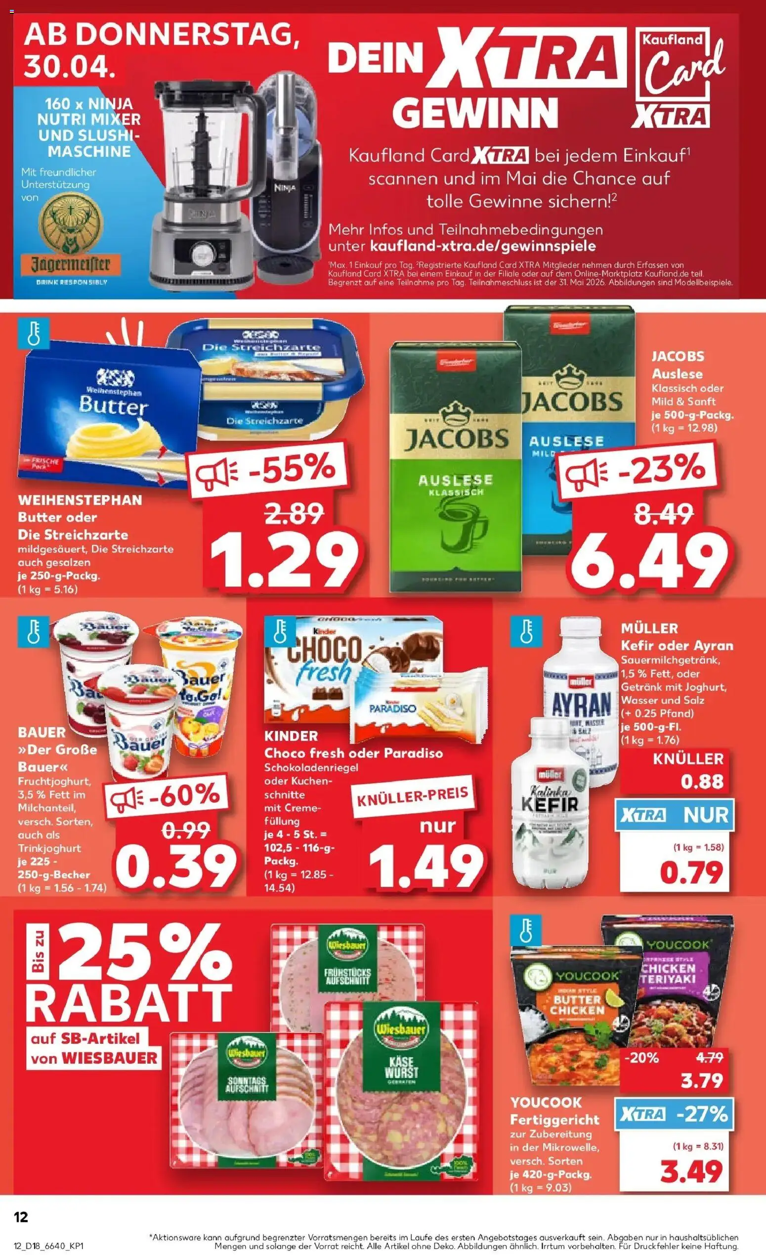 Prospekt Kaufland ab 30.04.2026 » Angebote Online zum Blättern | Seite: 12 | Produkte: Kefir, Butter, Weihenstephan butter, Kuchen
