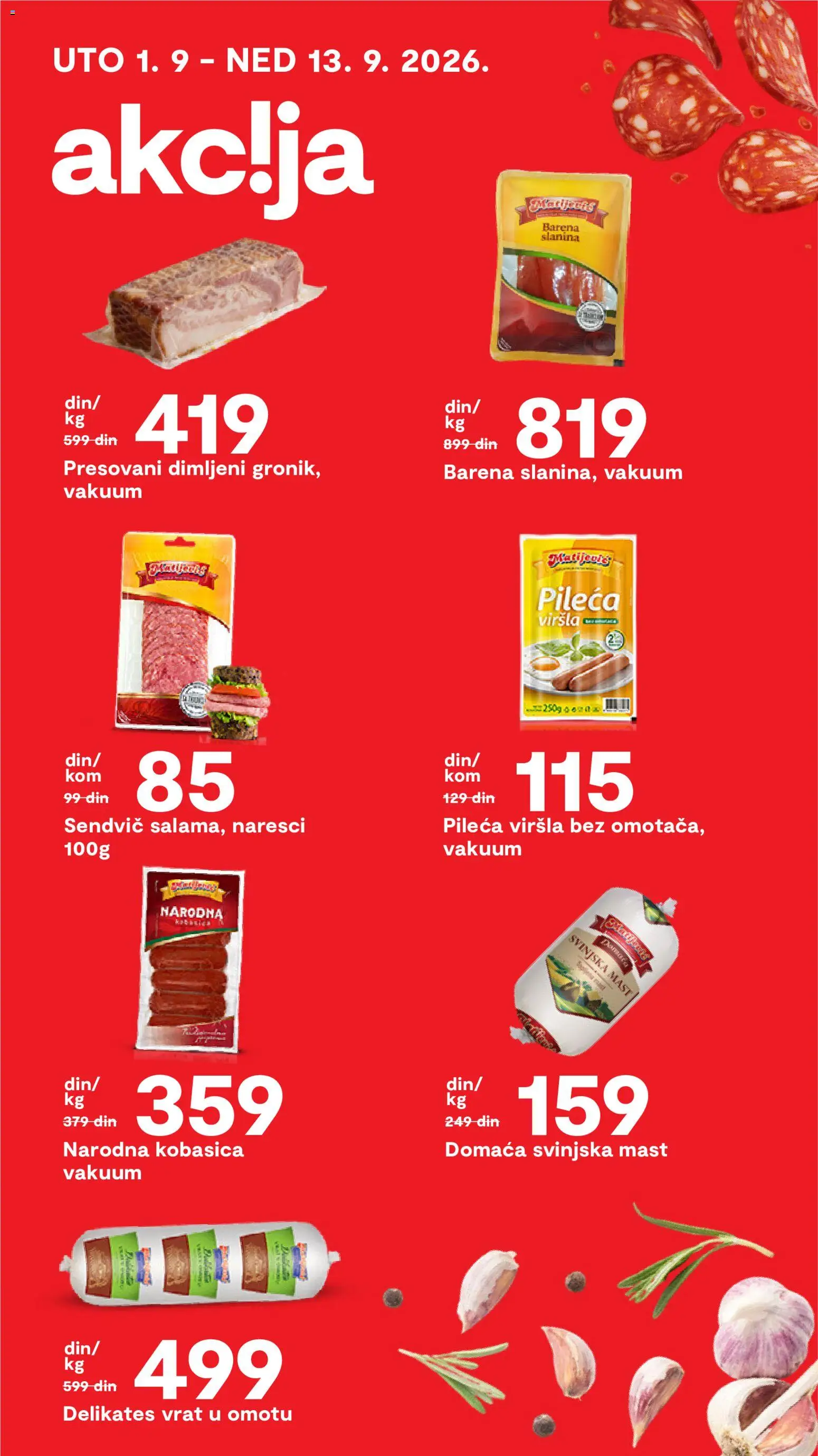 Matijevic katalog - važi od 01.09.2026 | Strana: 9 | Proizvode: Mast, Vrat, Slanina, Kobasica