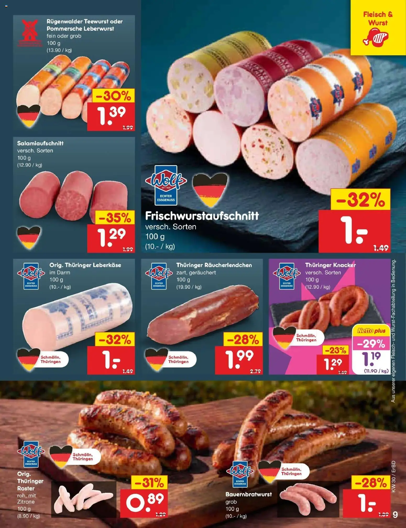 Netto Marken-Discount Prospekt Weimar – gültig ab 20.07.2026 | Seite: 13 | Produkte: Zitrone, Wurst, Fleisch, Leberkase