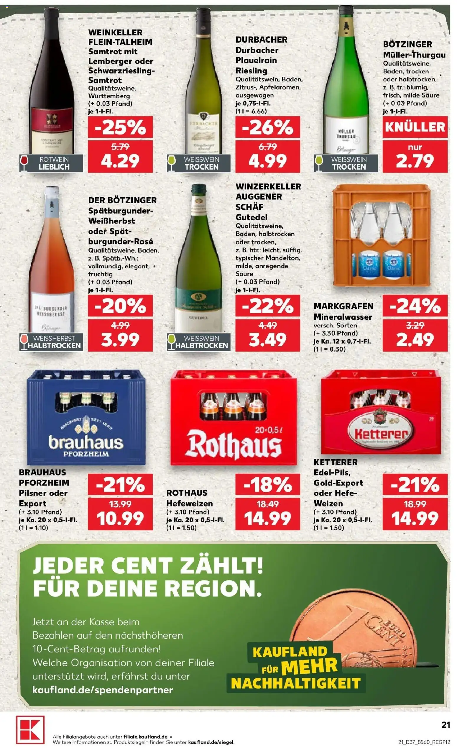 Prospekt Kaufland ab 10.09.2026 » Angebote Online zum Blättern | Seite: 21 | Produkte: Weißwein, Rotwein, Mineralwasser