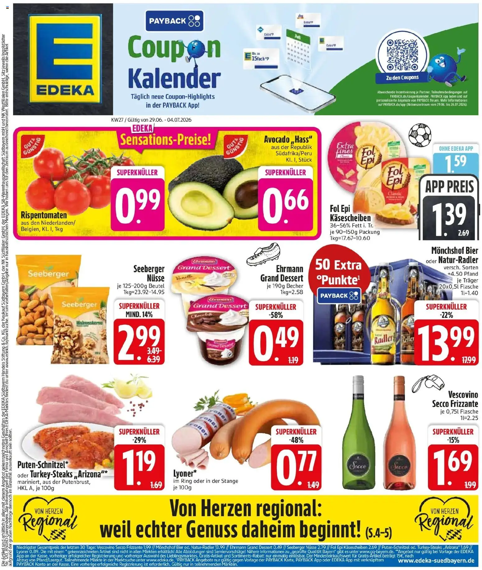 Edeka - EDEKA: Wochenangebote – gültig ab 28.06.2026 | Seite: 3 | Produkte: Monchshof, Bier, Avocado, Putenschnitzel