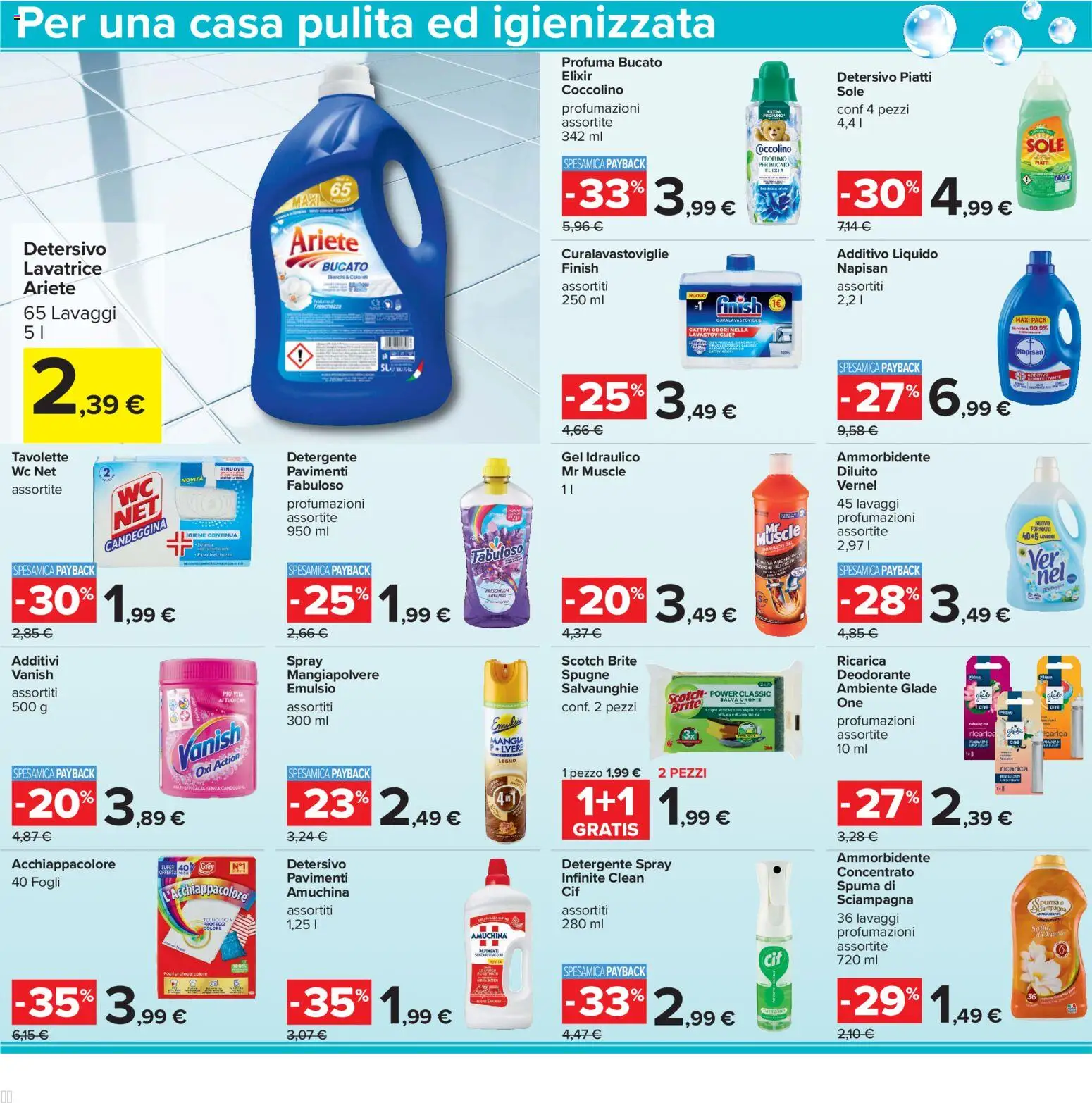 Volantino Carrefour del 23/10/2026 | Pagina: 34 | Prodotti: Deodorante, Detergente, Candeggina, Lavatrice