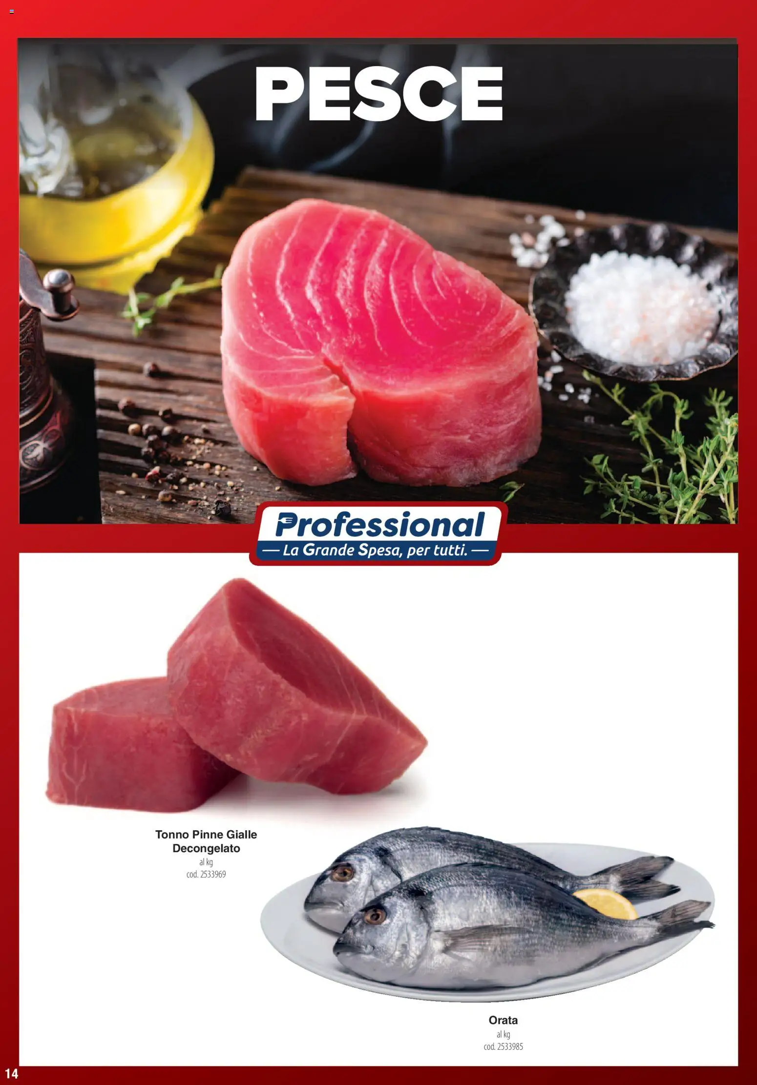 Volantino Carrefour del 01.06.2026 | Pagina: 14 | Prodotti: Pesce, Orata, Pinne, Tonno