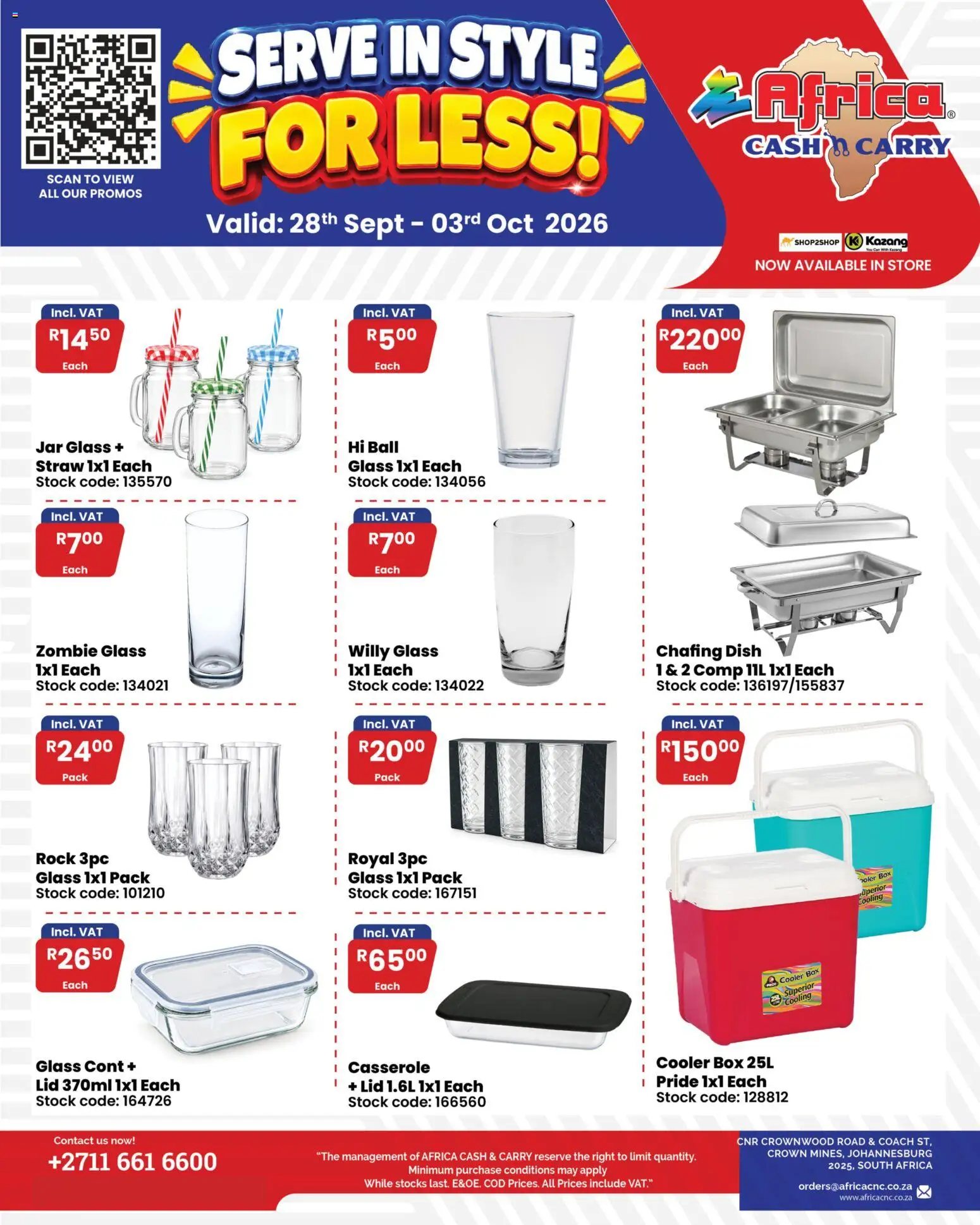 New Africa Cash & Carry catalogue – valid from 28/09/2026 | Page: 1 | Products: Box, Cooler, Stock