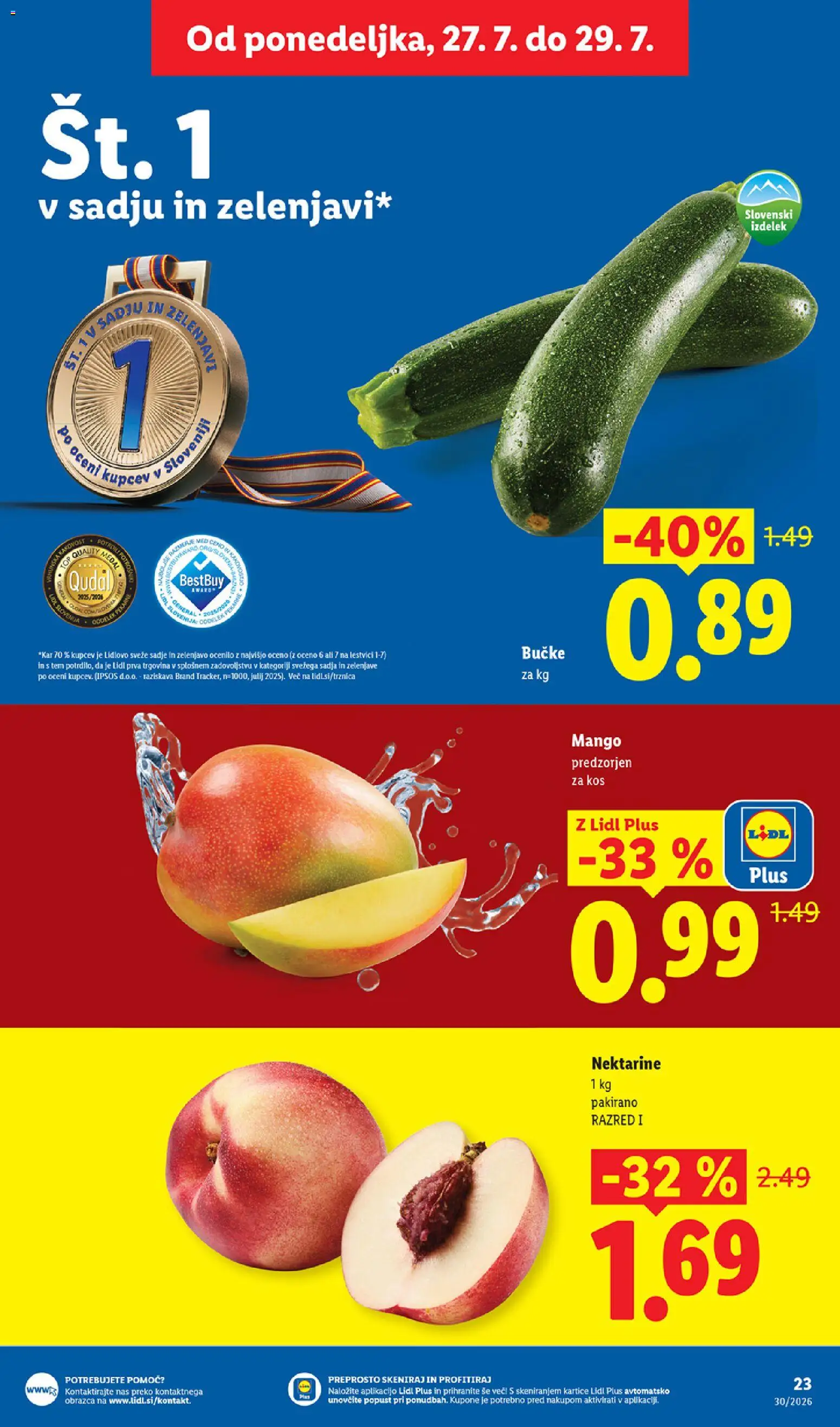 Novi Lidl katalog ponudbe – veljaven od 23.07.2026 | Stran: 47 | Izdelki: Kos, Nektarine, Sadje, Mango