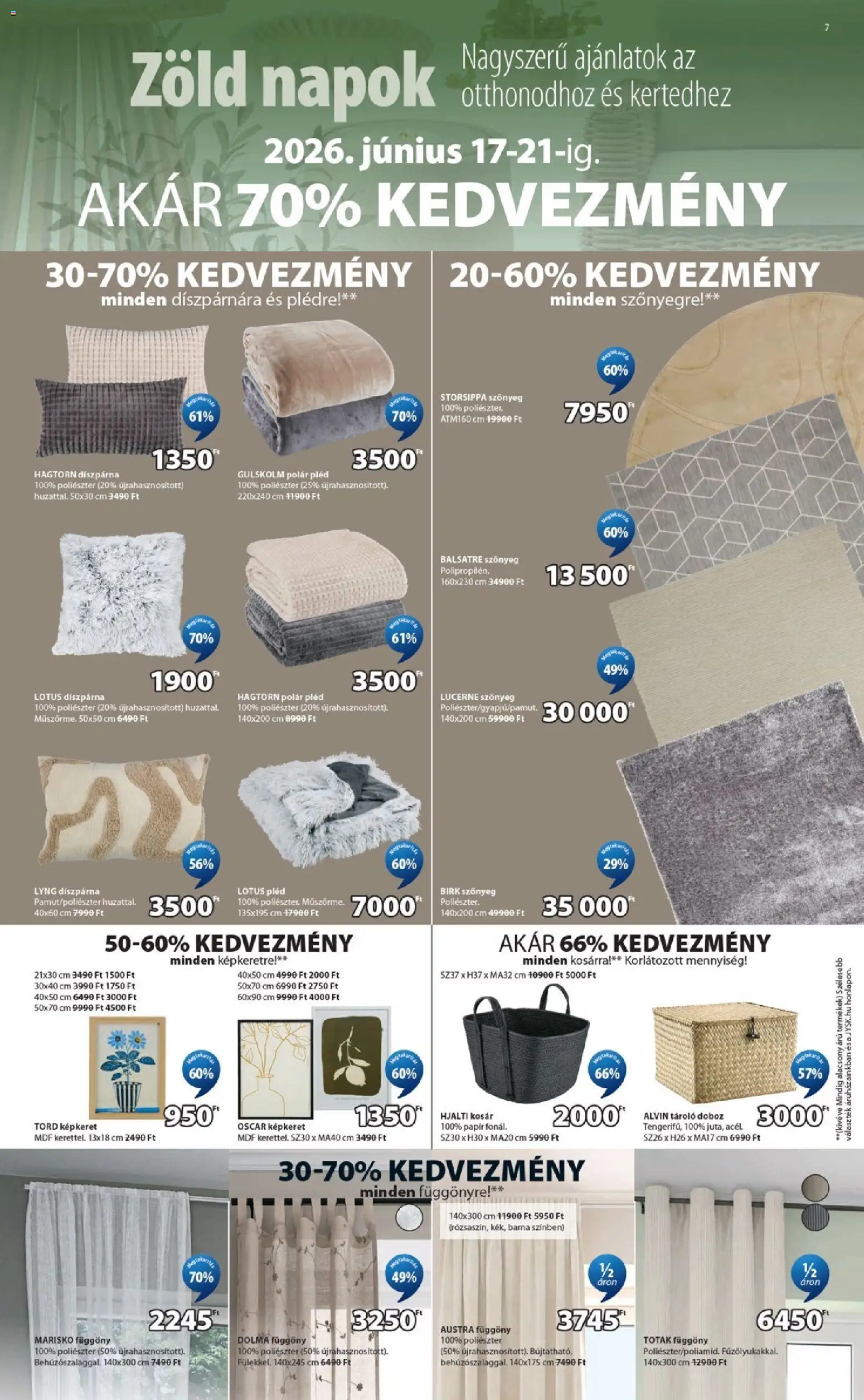 JYSK akciós ujság - amely érvényes a következő dátumtól: 17.06.2026 | Oldal: 7 | Termékek: Doboz, Képkeret, Pléd, Díszpárna