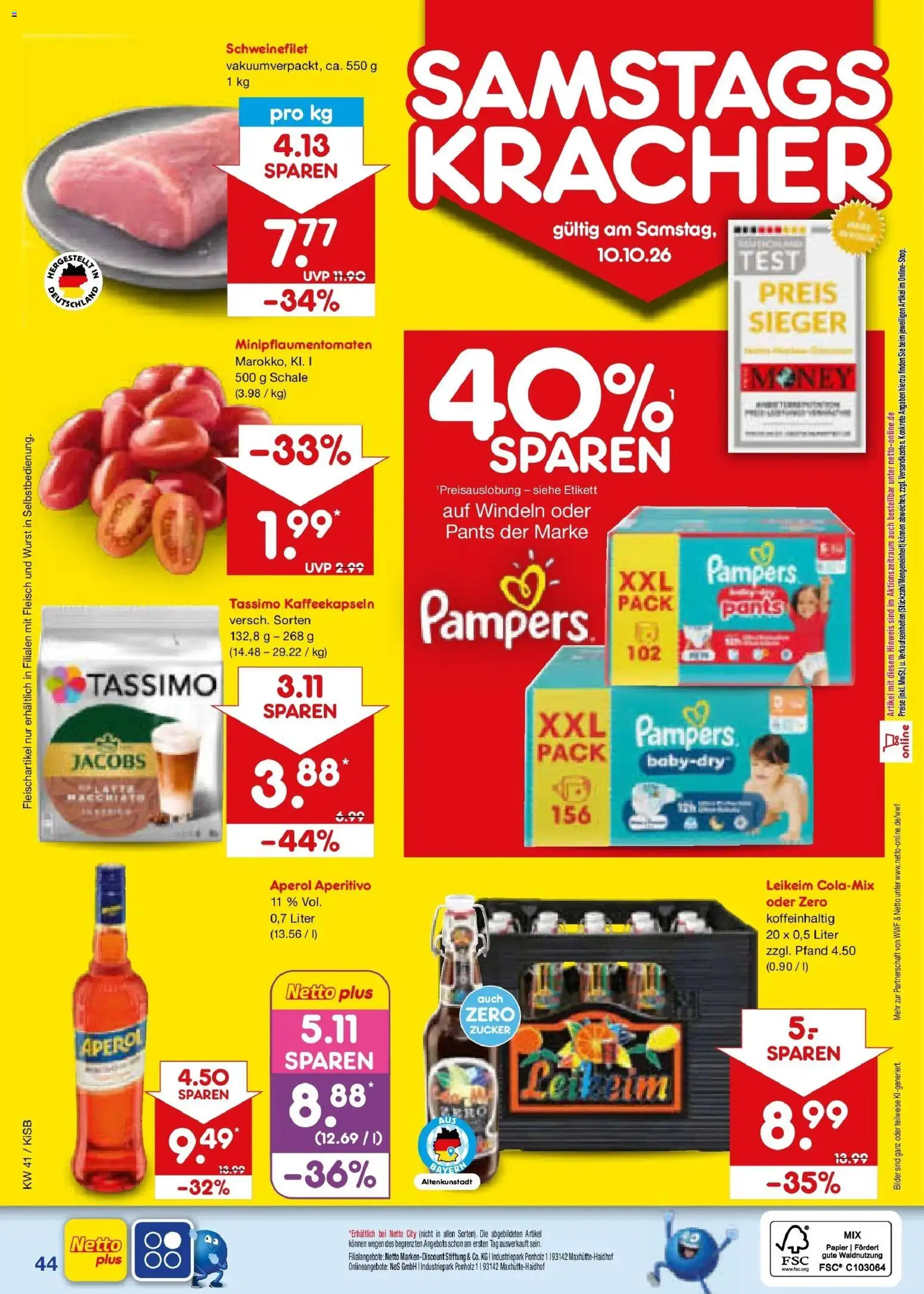 Netto Marken-Discount Prospekt Nürnberg – gültig ab 05.10.2026 | Seite: 56 | Produkte: Pampers, Wurst, Aperol, Fleisch