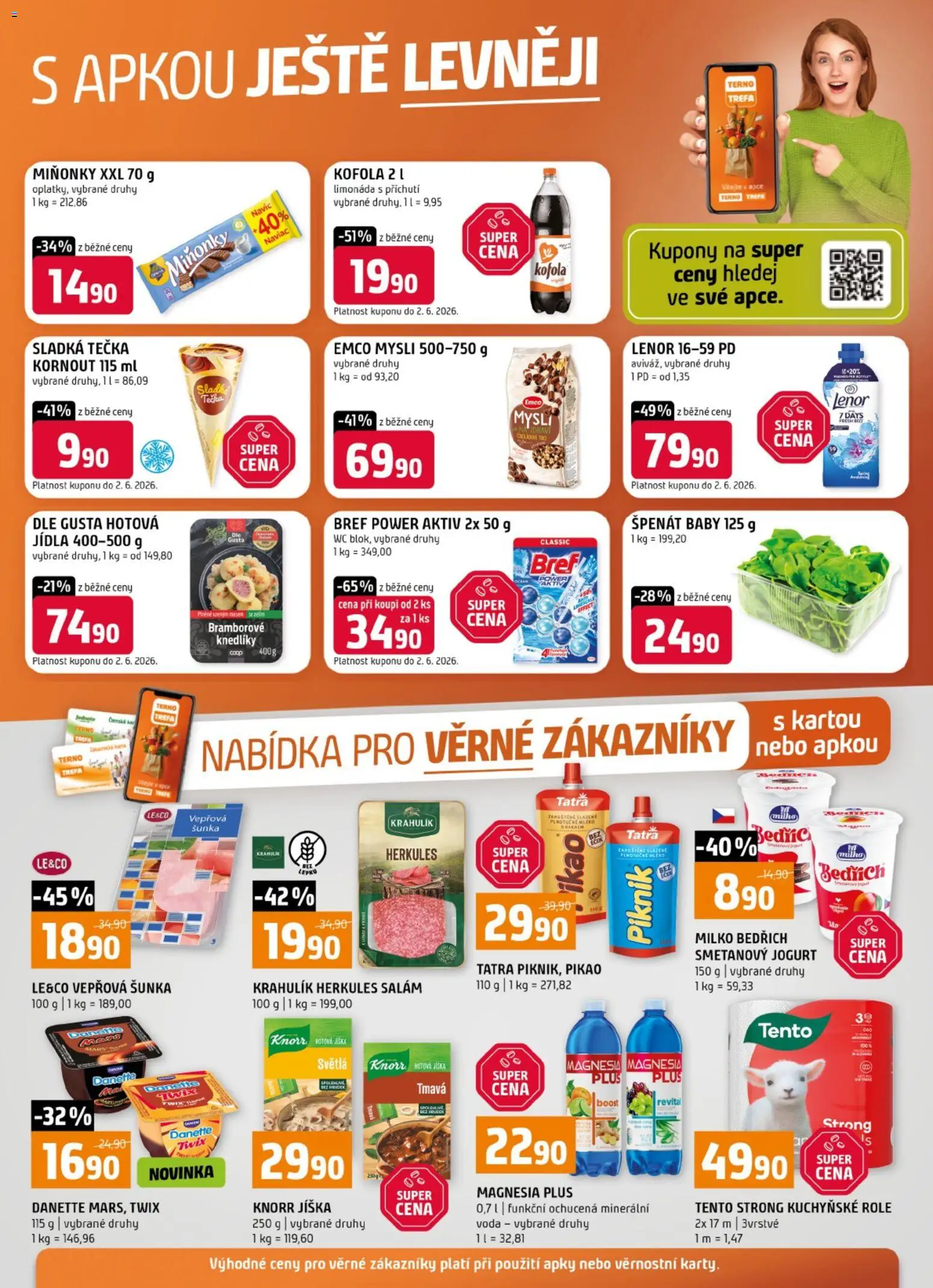Terno leták - Nabídka pro věrné zákazníky od 20.05.2026 | Strana: 1 | Produkty: Emco Mysli, Lenor, Twix, Magnesia