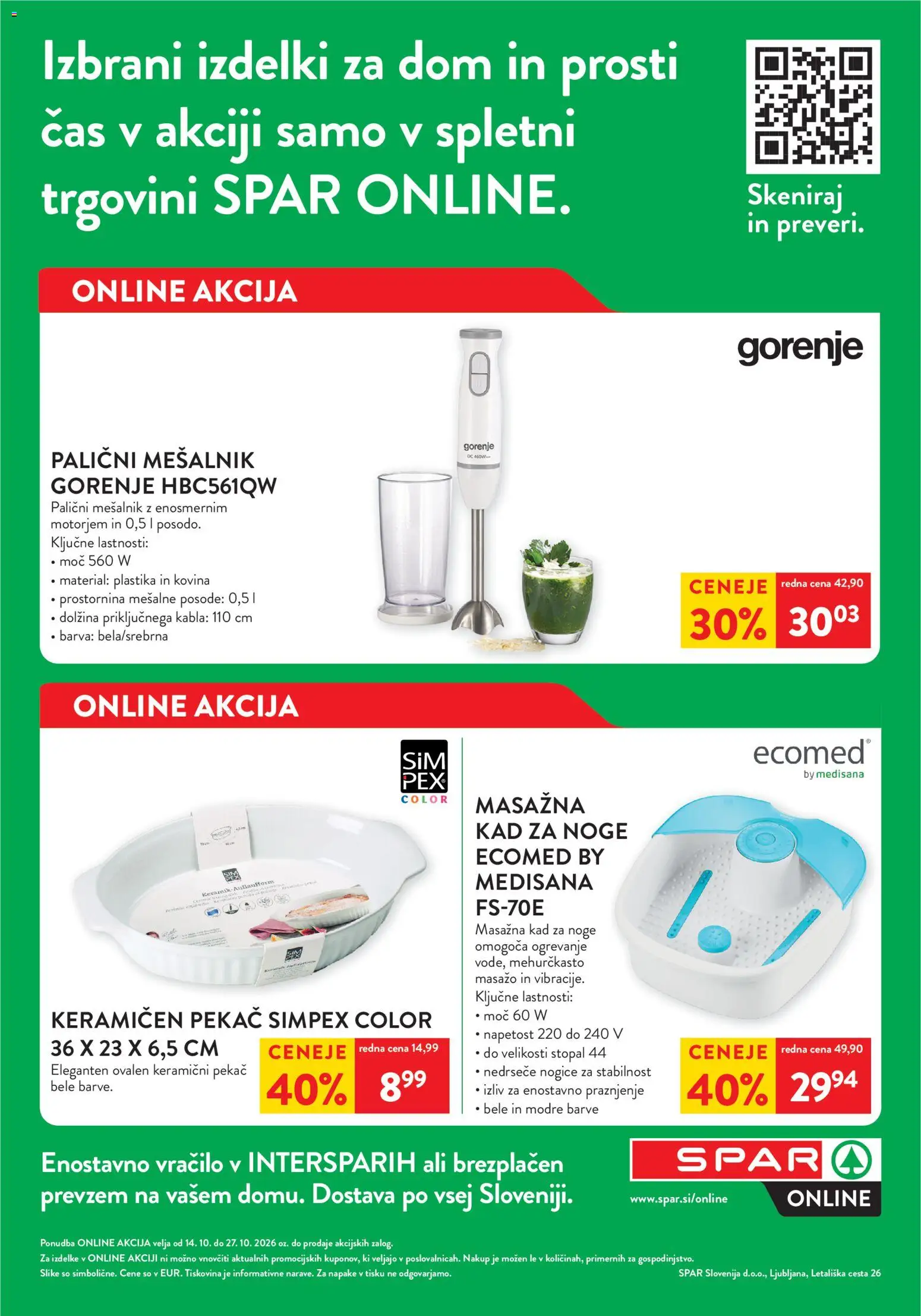 Novi Spar katalog ponudbe – veljaven od 14.10.2026 | Stran: 1 | Izdelki: Mesalnik, Barva