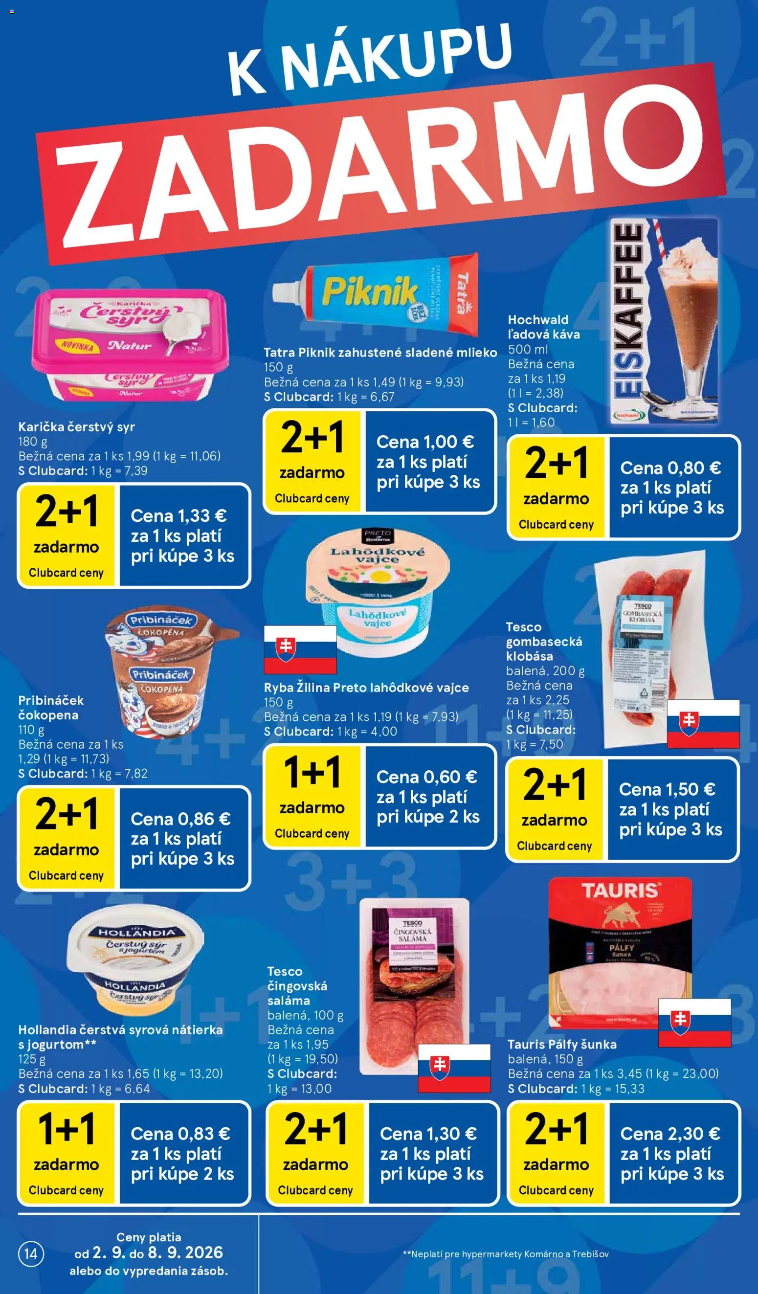 Nové Tesco akcie – leták je platný od 02.09.2026 | Strana: 14 | Produkty: Mlieko, Syr, Káva, Nátierka
