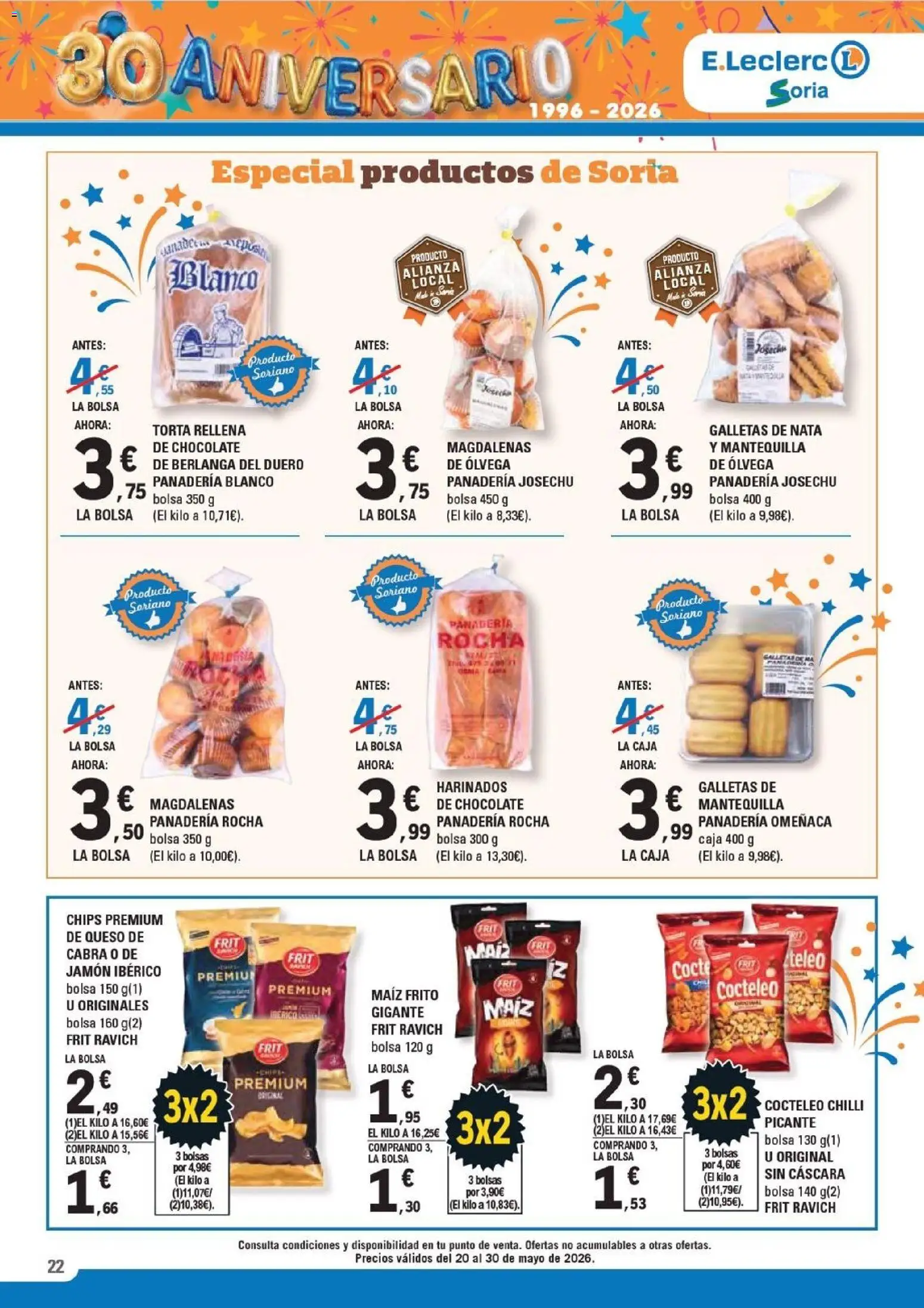 E.Leclerc Soria │ válido desde el 20.05.2026 | Página: 22 | Productos: Jamón ibérico, Magdalenas, Bolsa, Caja