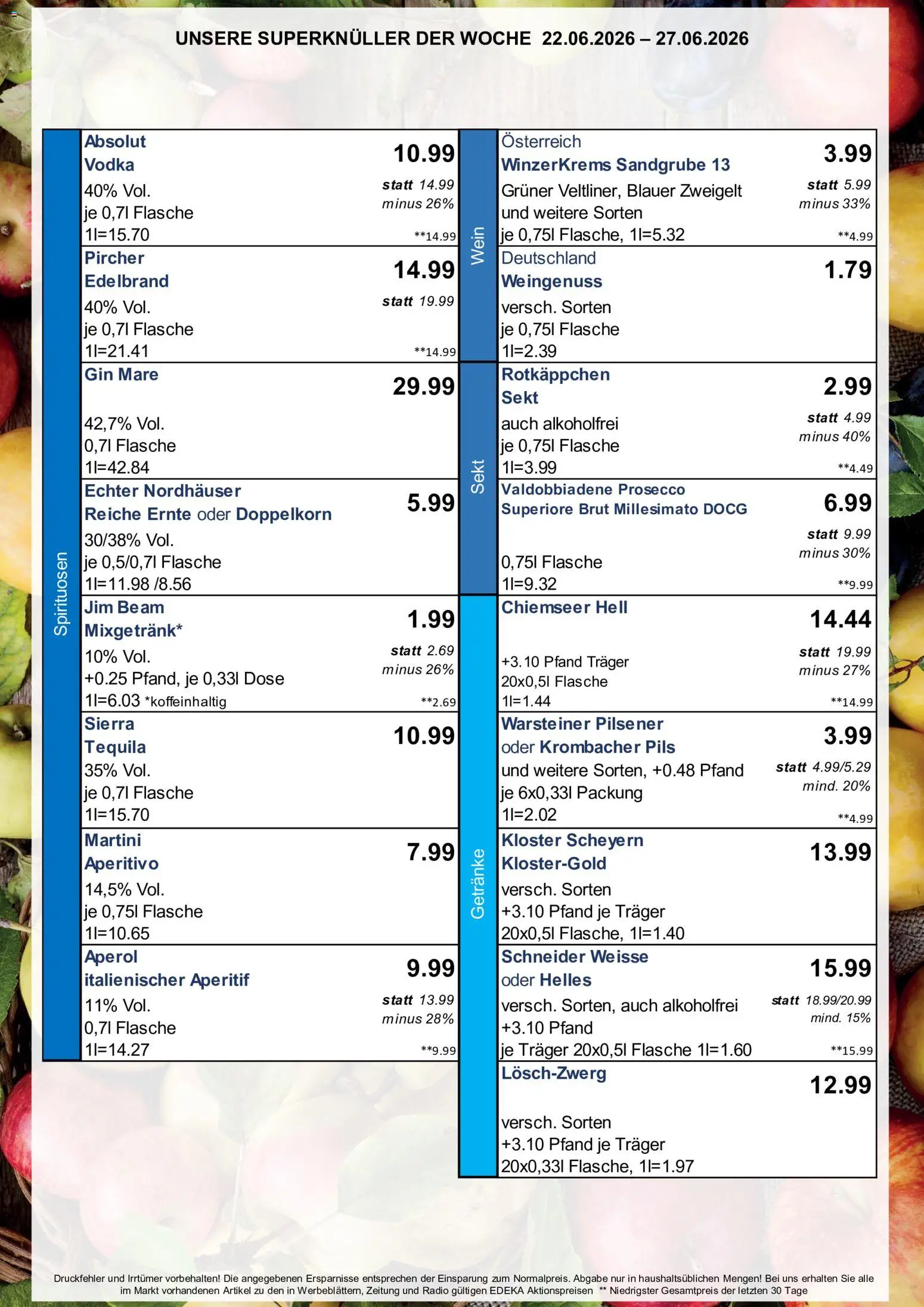 Simmel Bayern – gültig ab 22.06.2026 | Seite: 4 | Produkte: Pils, Tequila, Warsteiner, Aperol