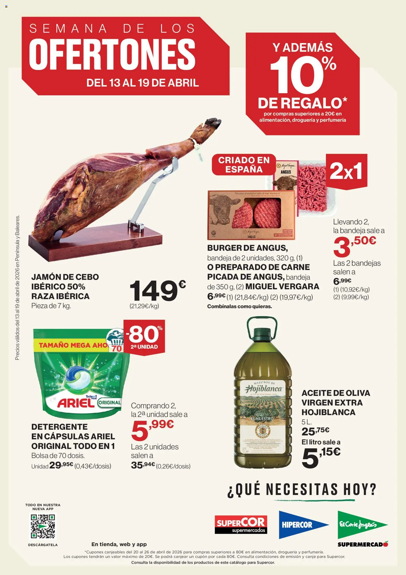 El Corte Inglés ofertas │ válido desde el 13.04.2026 | Página: 1 | Productos: Detergente, Aceite, Aceite de oliva, Bandeja