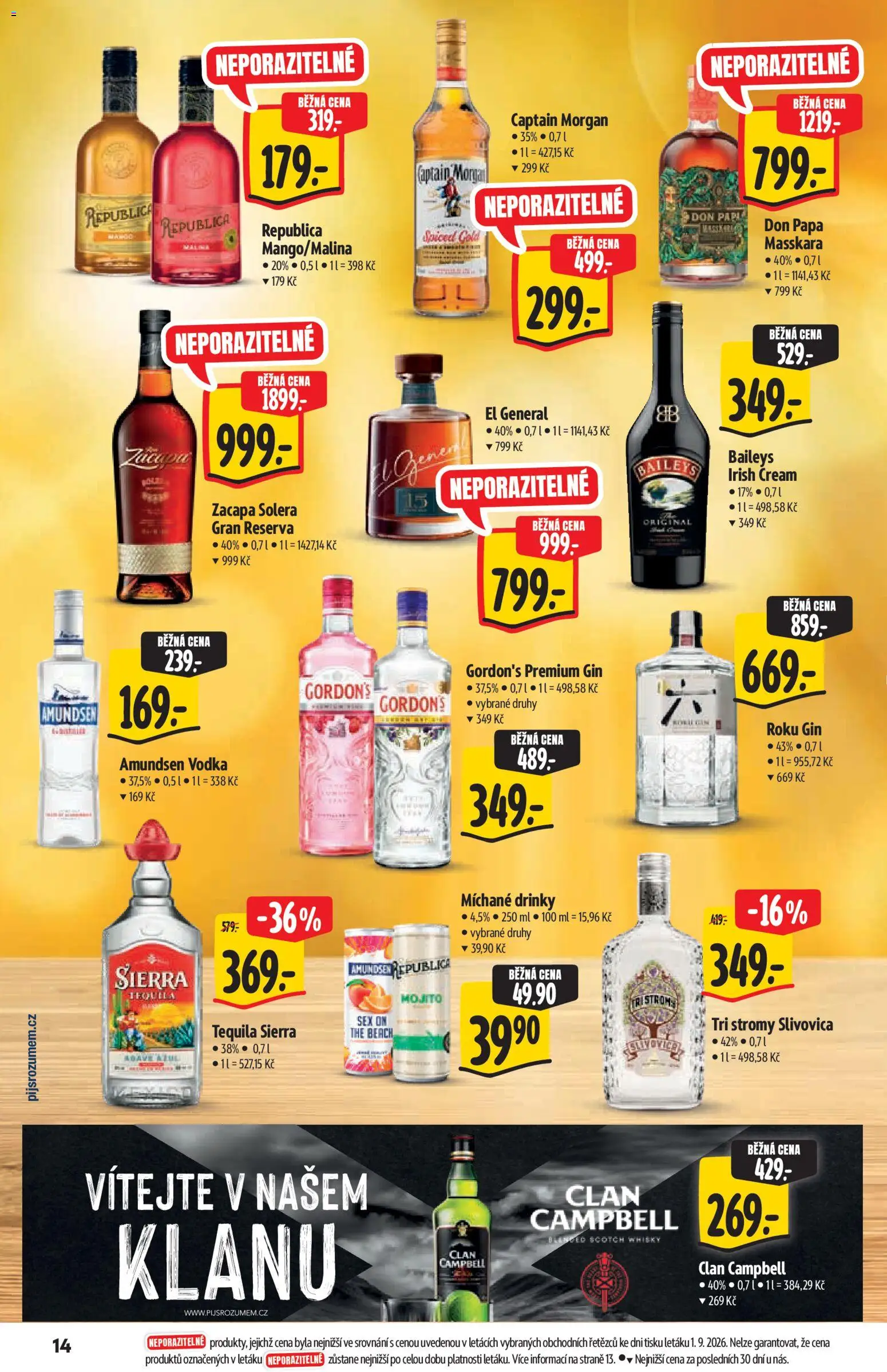 Albert katalog - Supermarket od 09.09.2026 | Strana: 14 | Produkty: Morgan, Tequila, Don papa, Zacapa