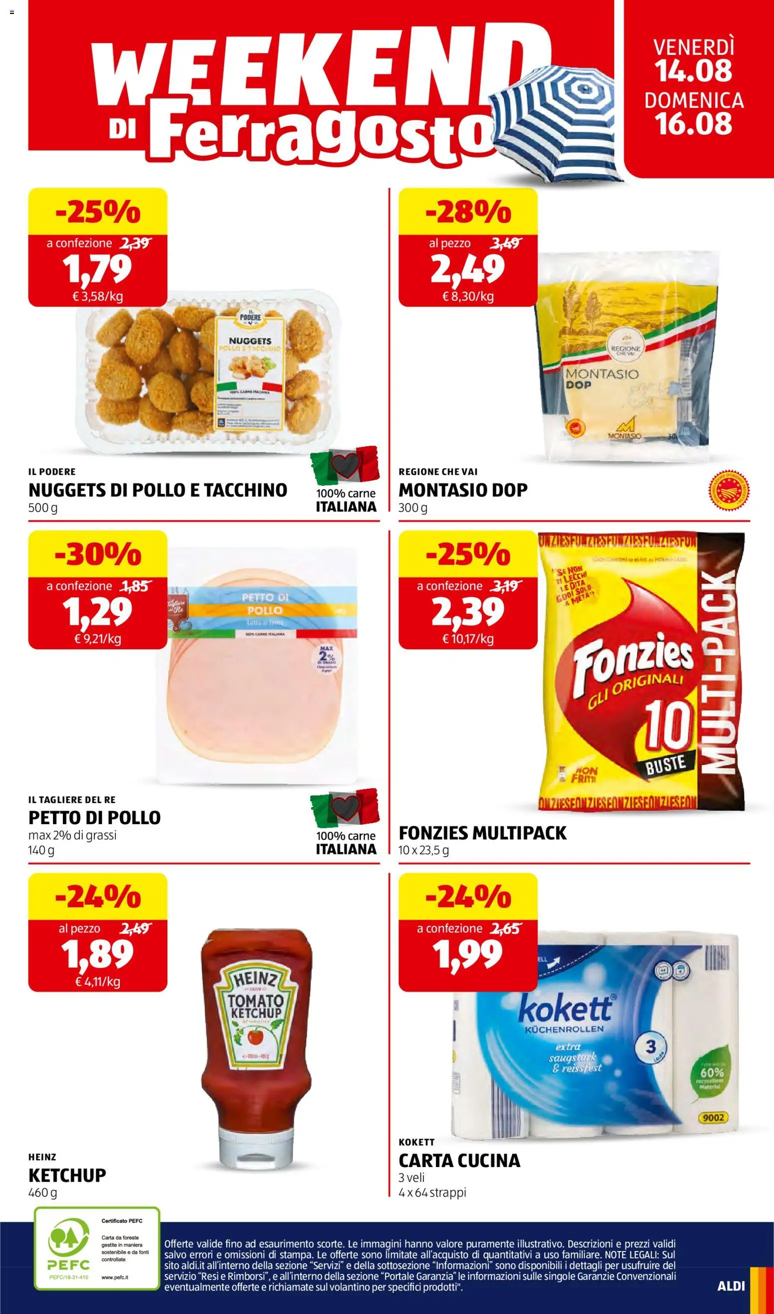 Volantino Aldi del 10/08/2026 | Pagina: 23 | Prodotti: Pollo, Ketchup, Nuggets, Tacchino