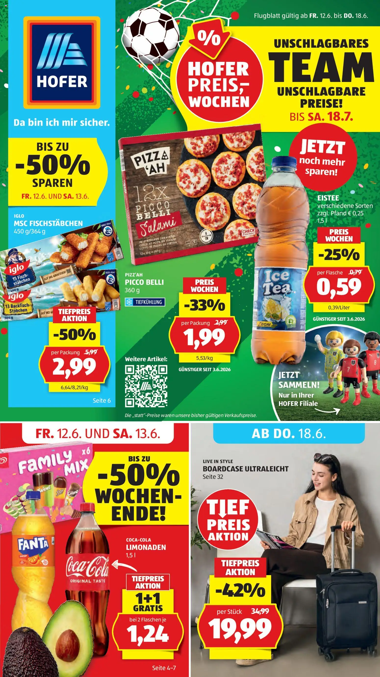 Hofer AT akciós ujság - amely érvényes a következő dátumtól: 12.06.2026 | Oldal: 1 | Termékek: Fanta, Pizza