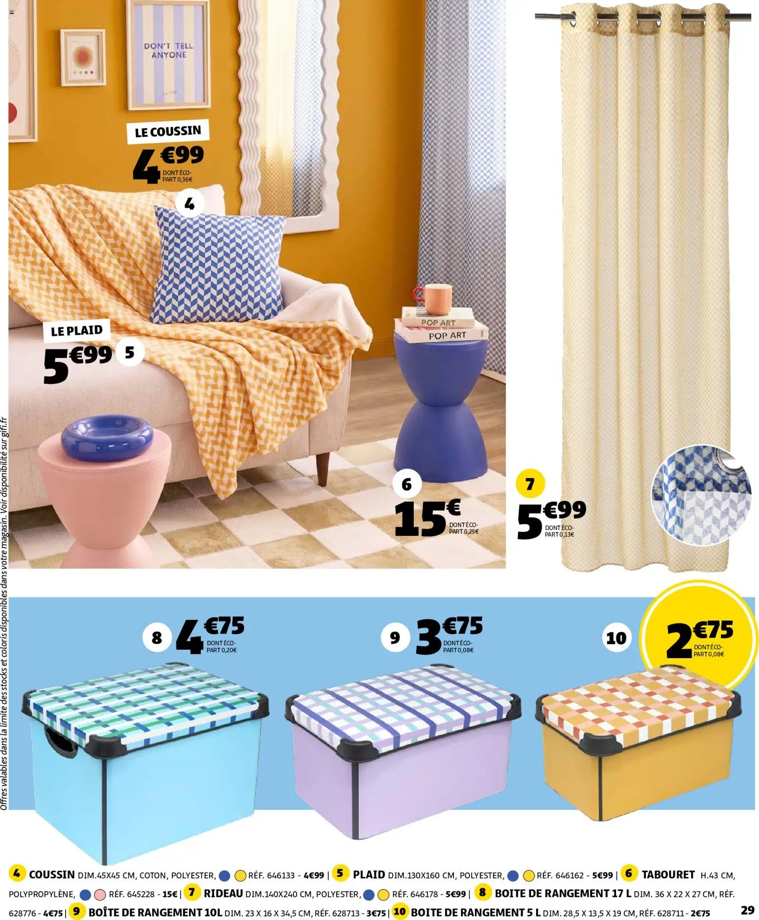 {H1} | Page: 29 | Produits: Plaid, Boîte de rangement, Rideau