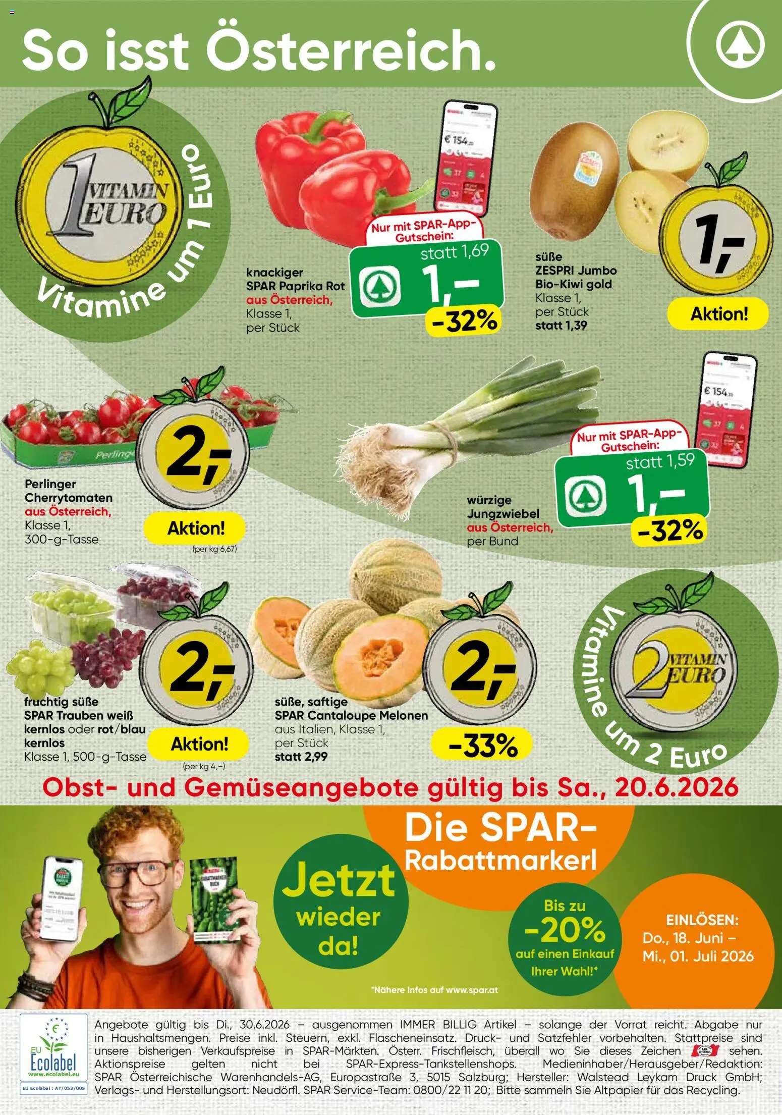 Spar Flugblatt - Vorarlberg gültig ab 18.06.2026 | Seite: 20 | Produkte: Obst