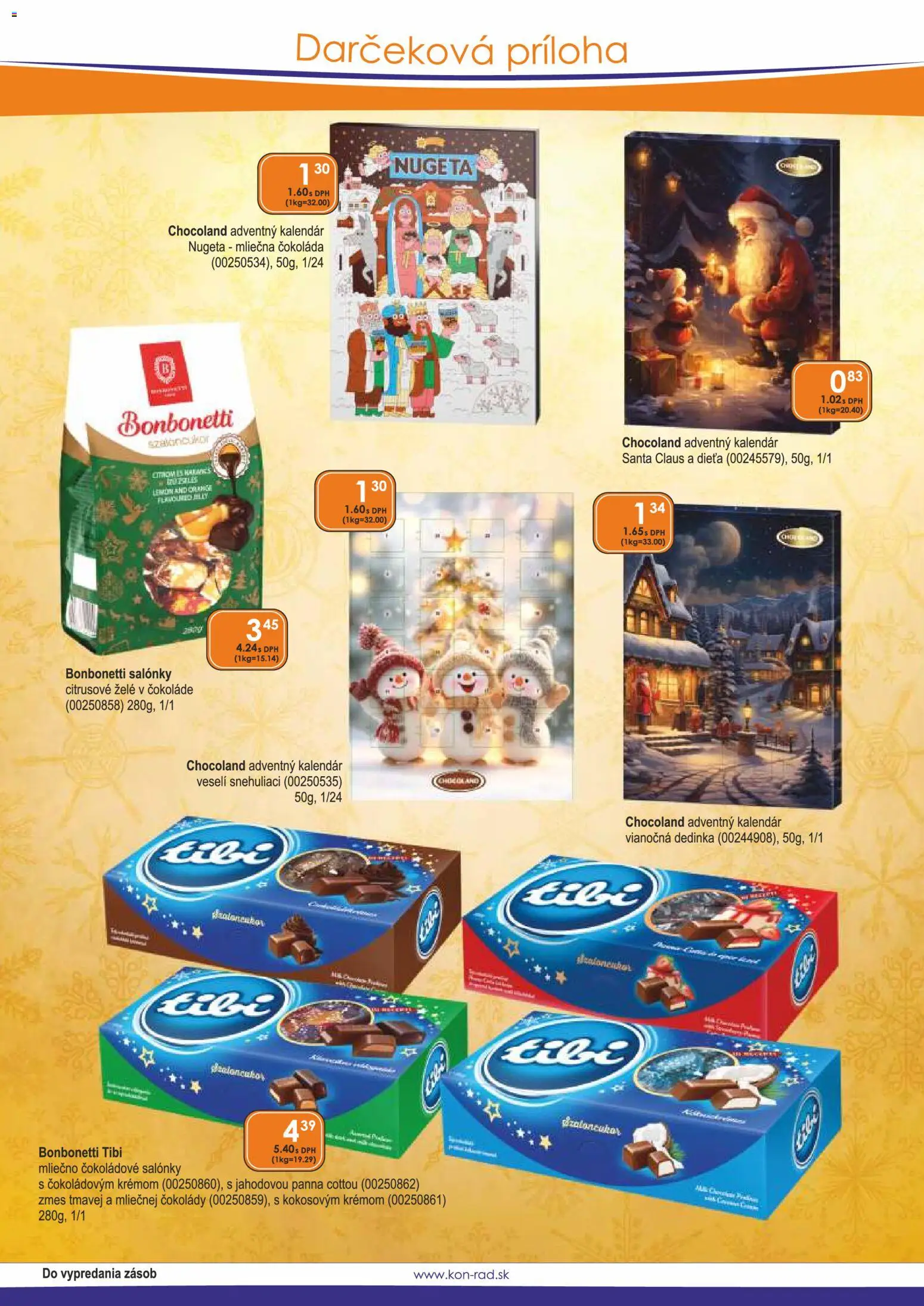Nové KON - RAD akcie – leták je platný od 01.11.2026 | Strana: 6 | Produkty: Adventný kalendár, Čokoláda