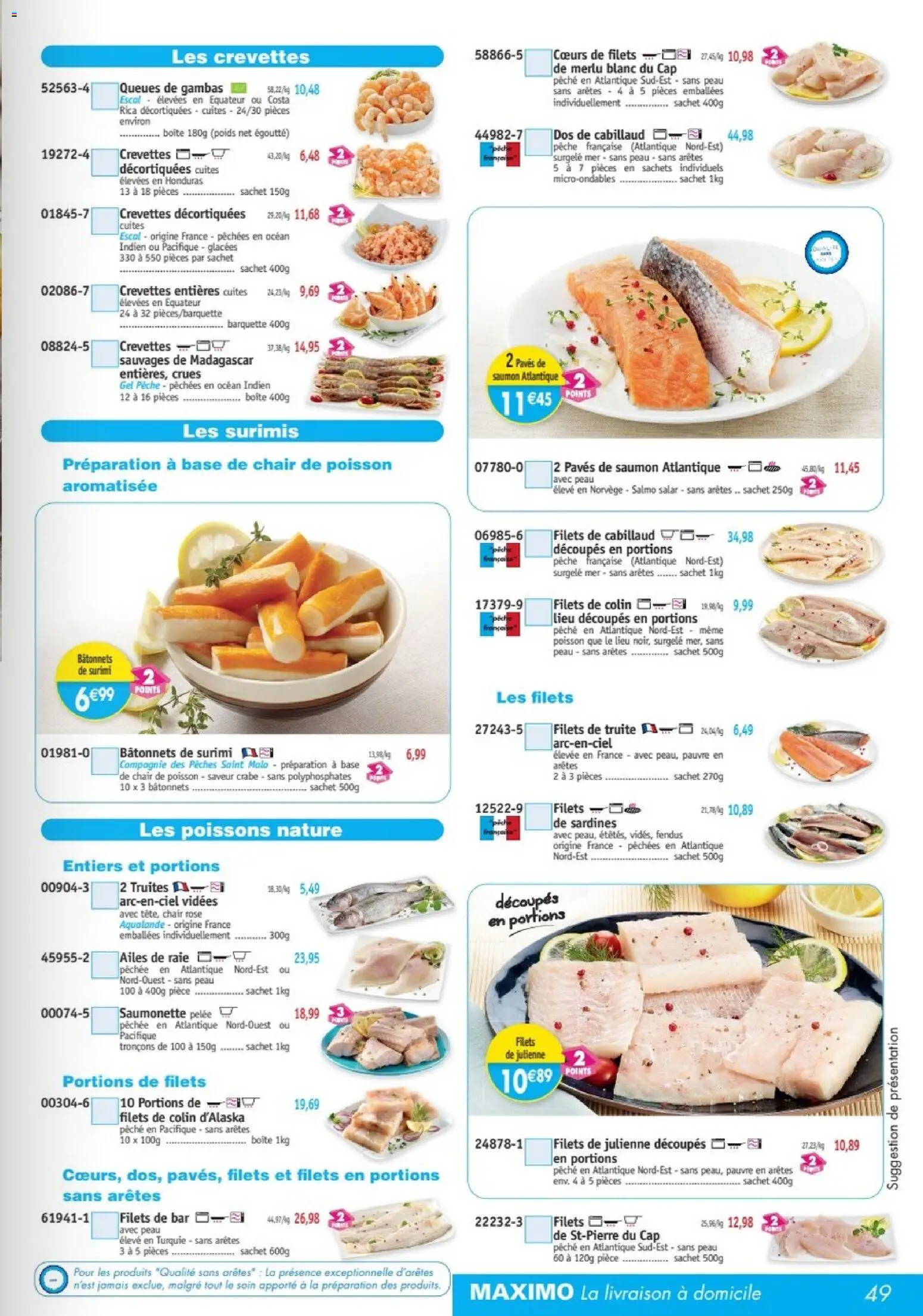 {H1} | Page: 49 | Produits: Pêche, Sardines, Bâtonnets de surimi, Saumon