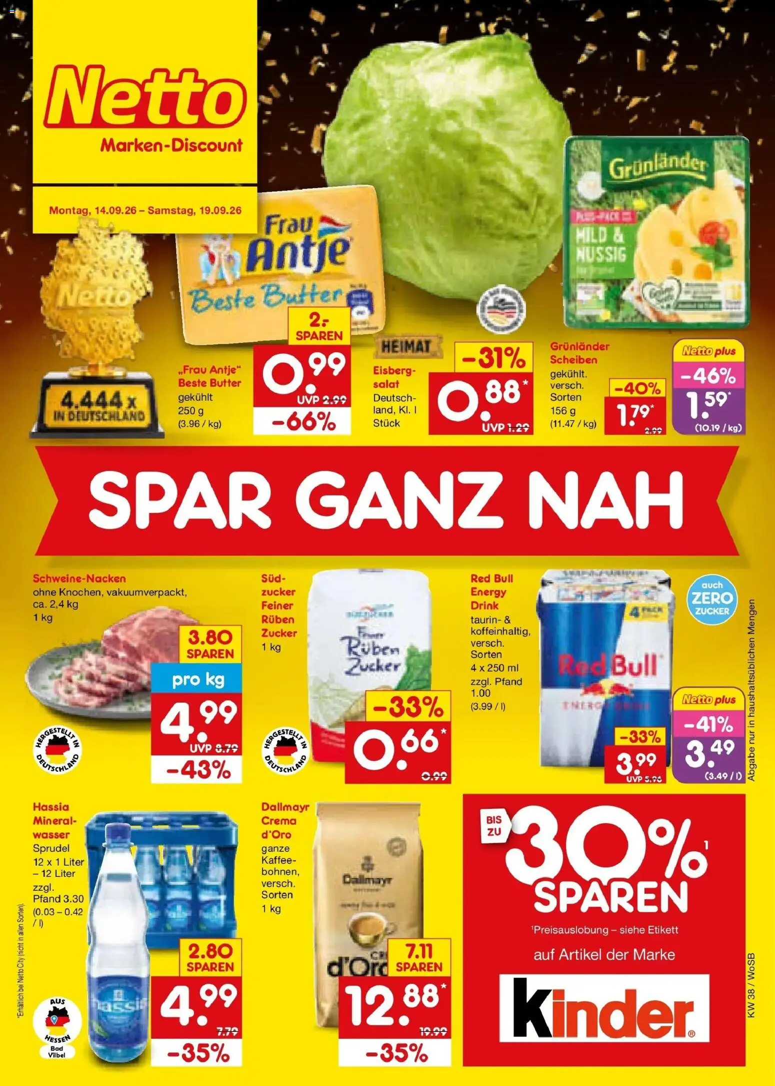 Netto Marken-Discount Prospekt Ludwigshafen-Edigheim – gültig ab 14.09.2026 | Seite: 1 | Produkte: Kaffee, Dallmayr, Grunlander, Zucker