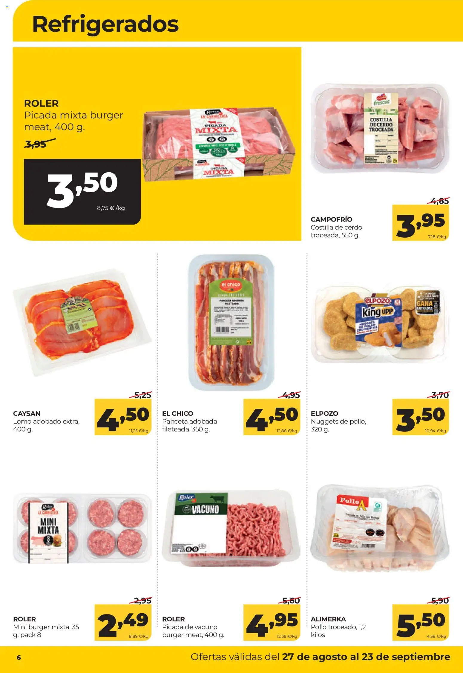 Alimerka folleto Asturias │ válido desde el 27/08/2026 | Página: 6 | Productos: Panceta, Lomo, Costilla de cerdo, Nuggets