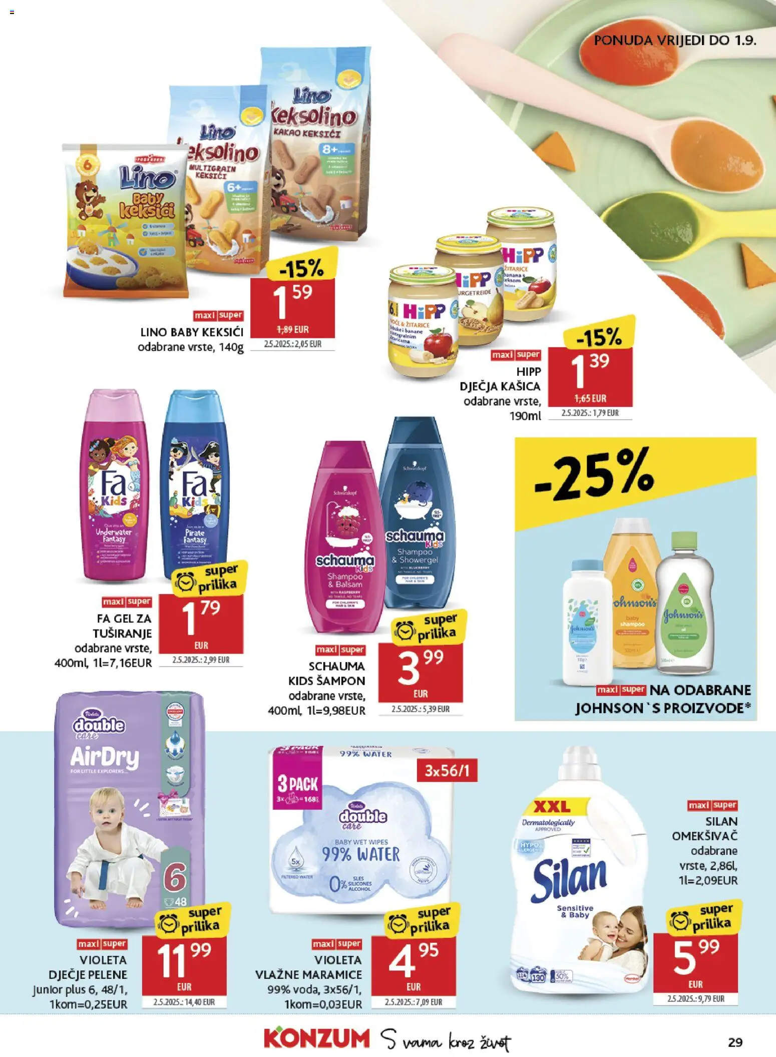 Konzum HR akciós ujság - amely érvényes a következő dátumtól: 2026.08.19. | Oldal: 29 | Termékek: FA, Kakaó, Silan, Gél