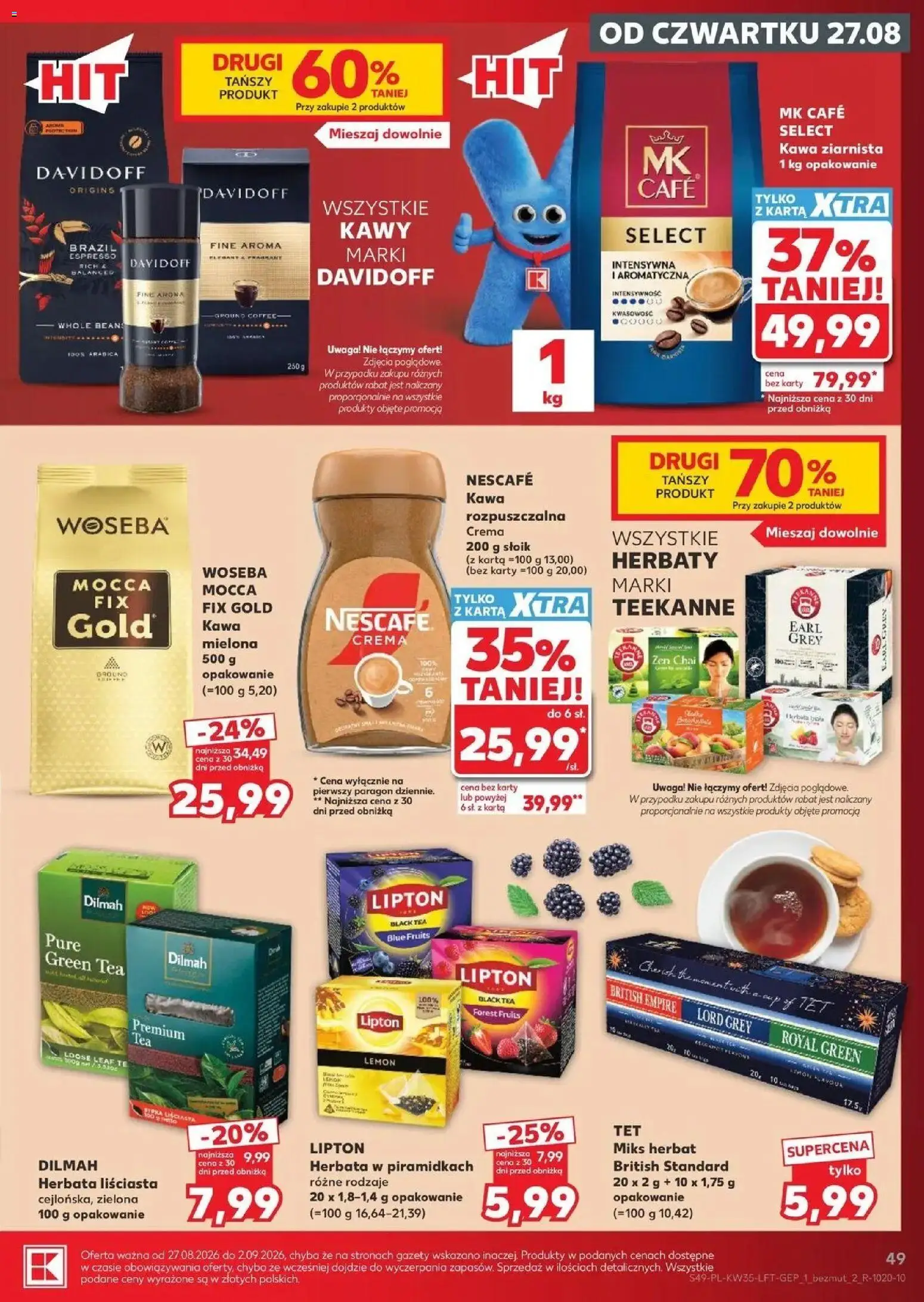 Kaufland gazetka od 27.08.2026 - od jutra PDF | Strona: 49 | Produkty: Karta, Kawa ziarnista, Kawa, Herbata