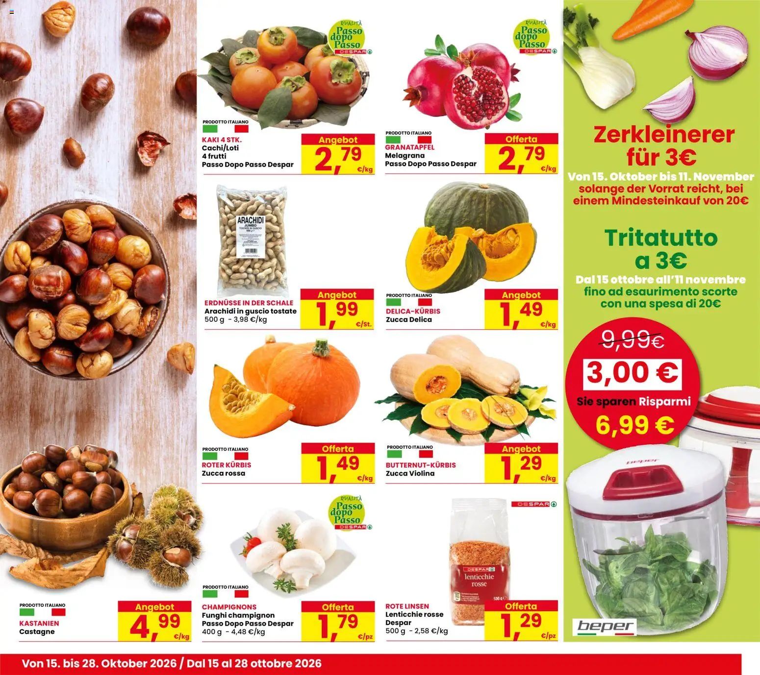 Volantino Eurospar del 15/10/2026 | Pagina: 7 | Prodotti: Tritatutto, Lenticchie rosse, Lenticchie, Zucca