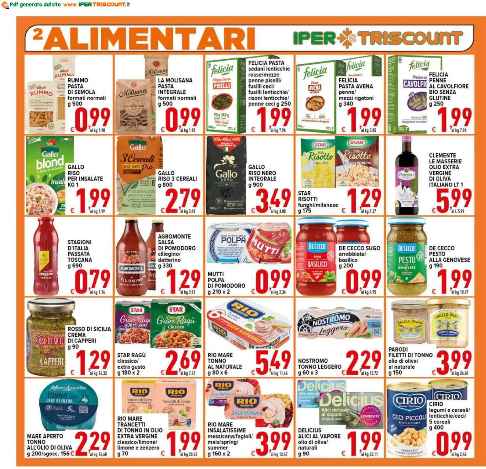 Volantino Ipertriscount del 21/08/2026 | Pagina: 2 | Prodotti: Rummo, Ceci, Olio, Penne