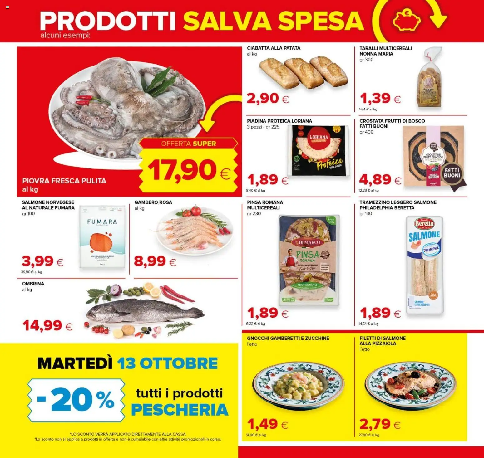 Volantino Oasi del 08/10/2026 | Pagina: 11 | Prodotti: Salmone, Piadina, Taralli, Zucchine