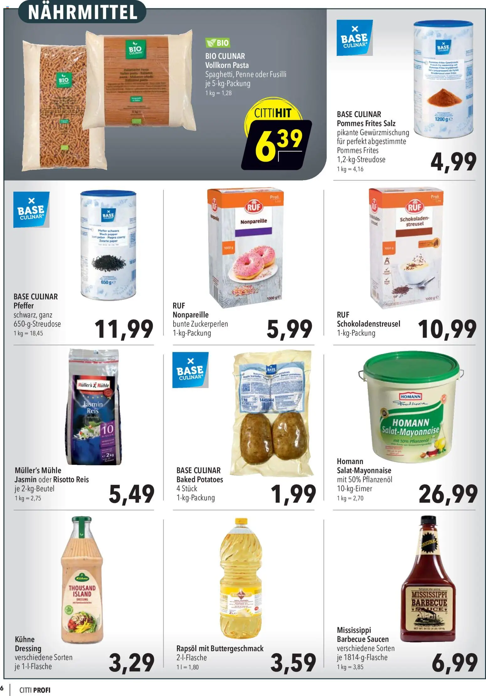 CITTI Markt Aktuelle Angebote für Profis – gültig ab 26.08.2026 | Seite: 6 | Produkte: Dressing, Salz, Pfeffer, Pasta