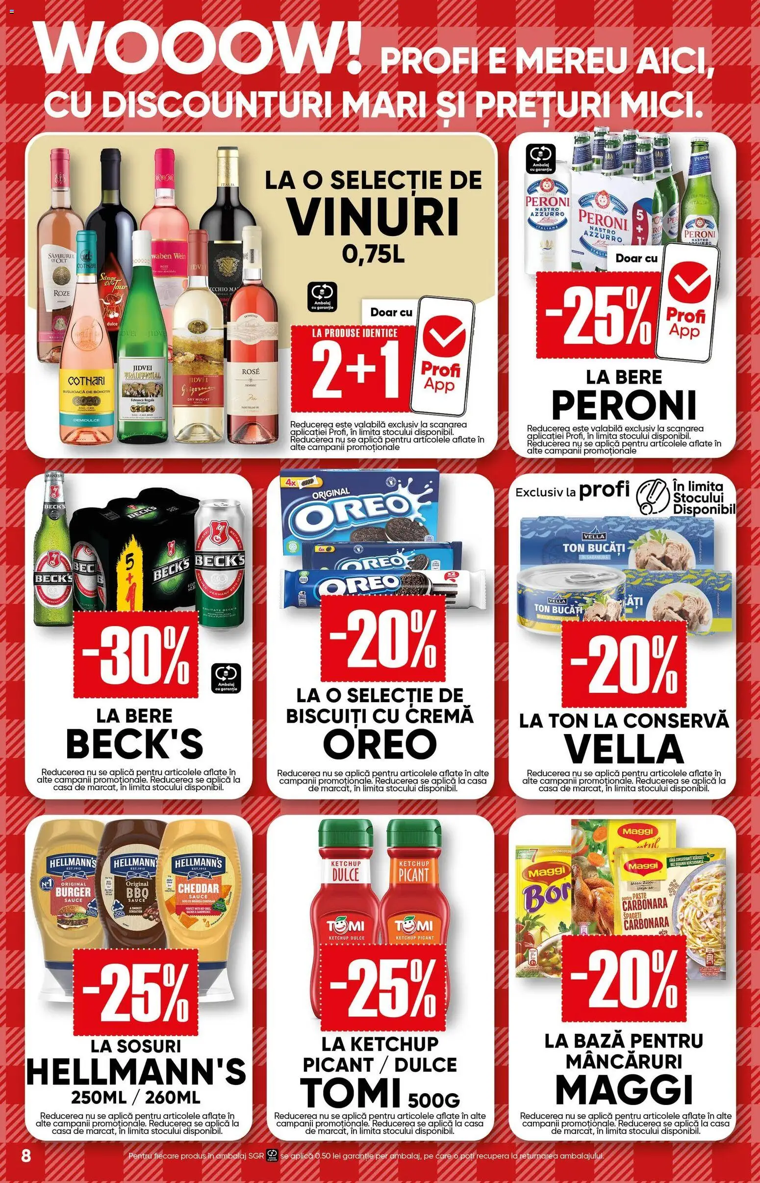 Noul catalog Profi – valabil de la 01.04.2026 | Pagină: 8 | Produse: Cremă, Paste, Biscuiți, Burger