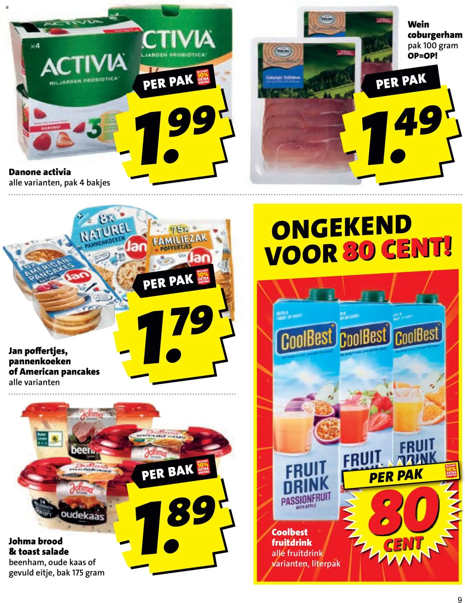 {H1} | Pagina: 9 | Producten: Brood, Salade, Pannenkoeken, Fruit