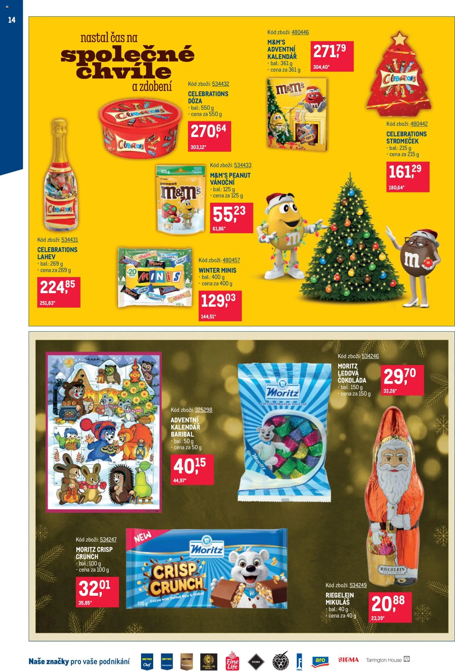 Makro leták - Mikulášské čokolády od 07.10.2026 | Strana: 14 | Produkty: Čokoláda, Dóza, Adventní kalendář, Kalendář