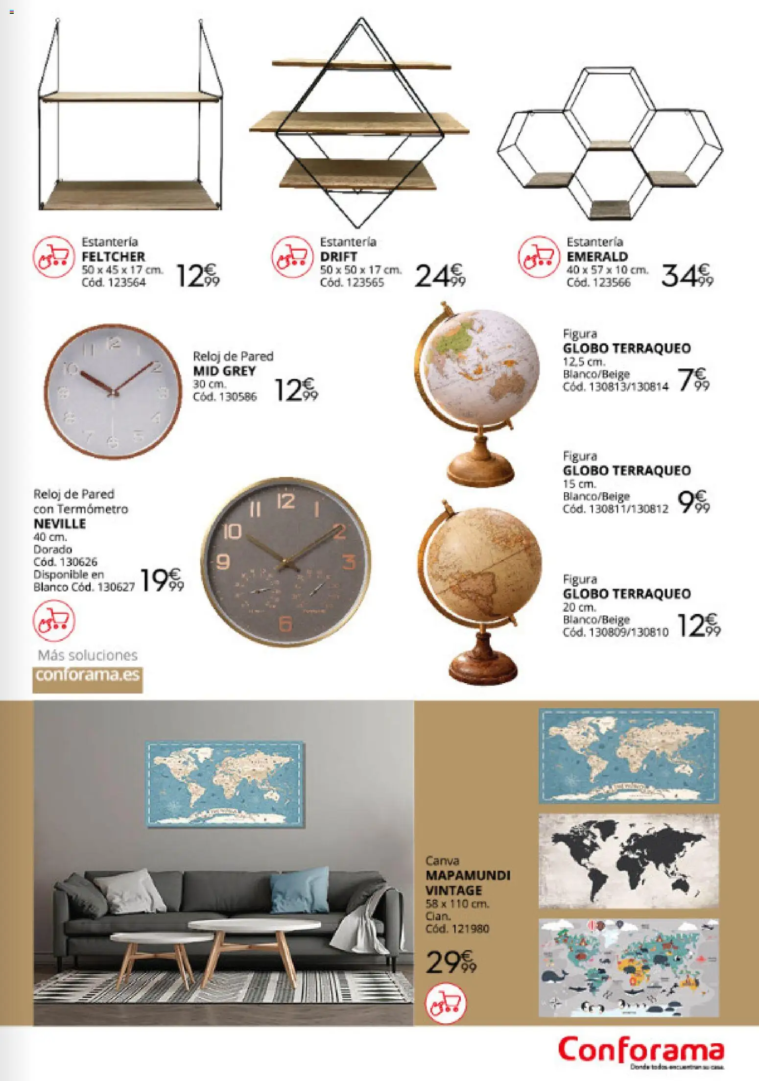 Conforama Despachos for all │ válido desde el 12/08/2026 | Página: 35 | Productos: Estantería, Reloj, Reloj de pared, Termómetro