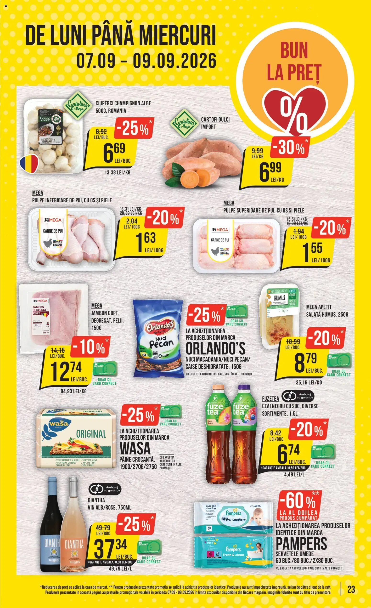 Noul catalog Mega Image – valabil de la 03.09.2026 | Pagină: 23 | Produse: Aplică, Ciuperci, Pâine, Carne De Pui