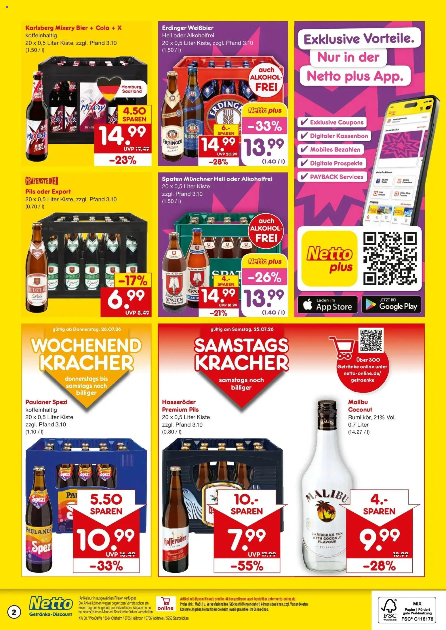 Netto Marken-Discount Prospekt Ötisheim – gültig ab 20.07.2026 | Seite: 2 | Produkte: Cola, Bier, Rum, Paulaner
