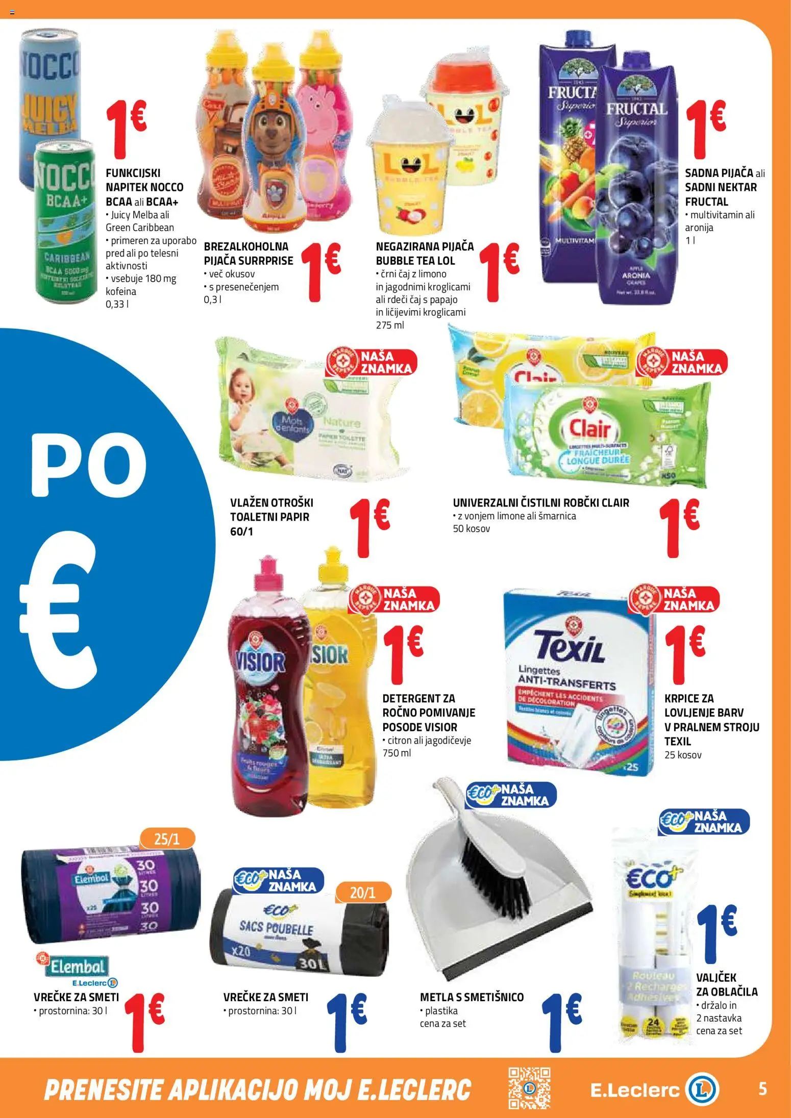 Novi E.leclerc katalog ponudbe – veljaven od 02.09.2026 | Stran: 5 | Izdelki: Toaletni papir, Robčki, Detergent, Caj