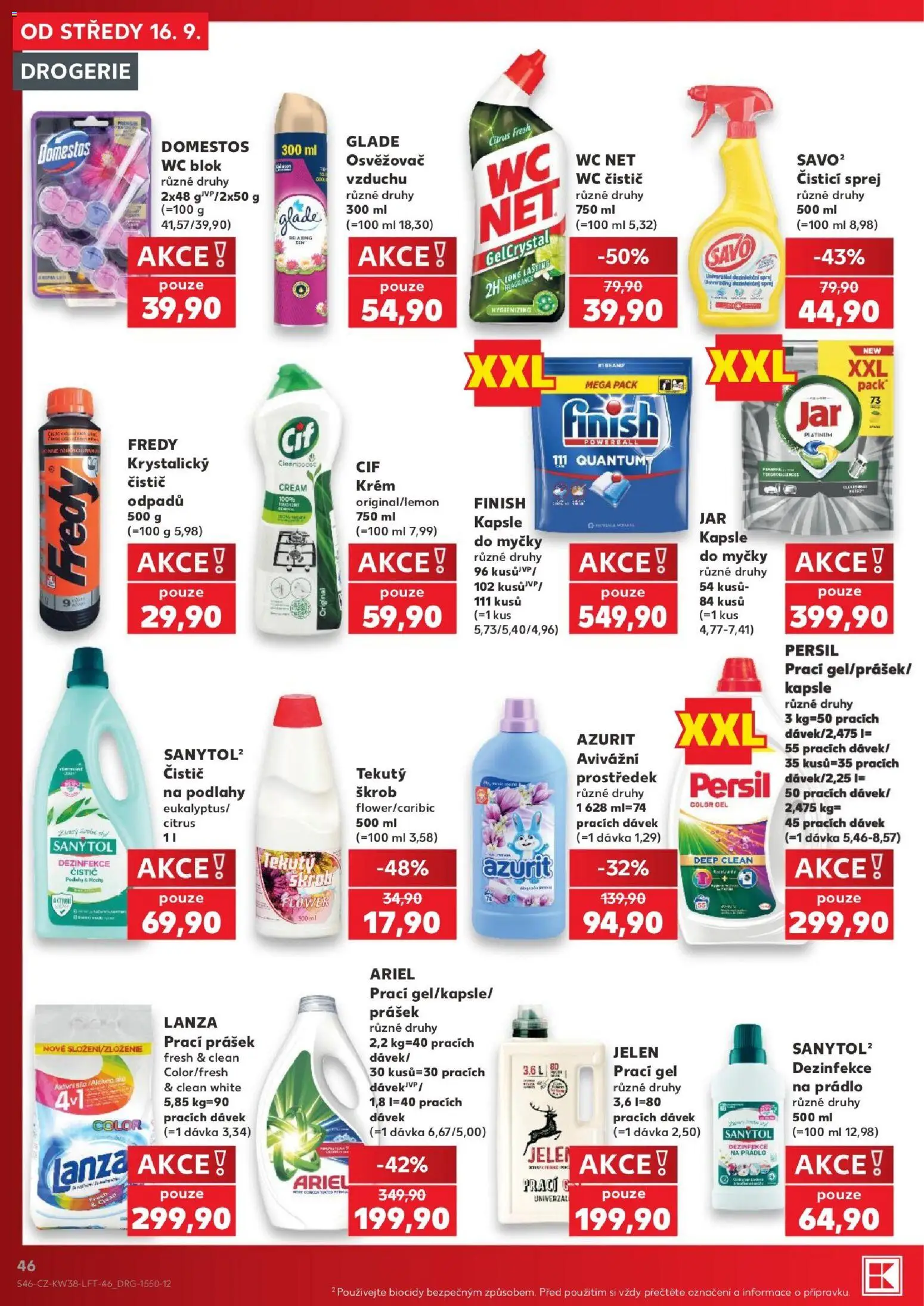 Kaufland leták - Praha 8 od 16.09.2026 | Strana: 46 | Produkty: Jar kapsle, Jelen, Blok, Prací Prášek