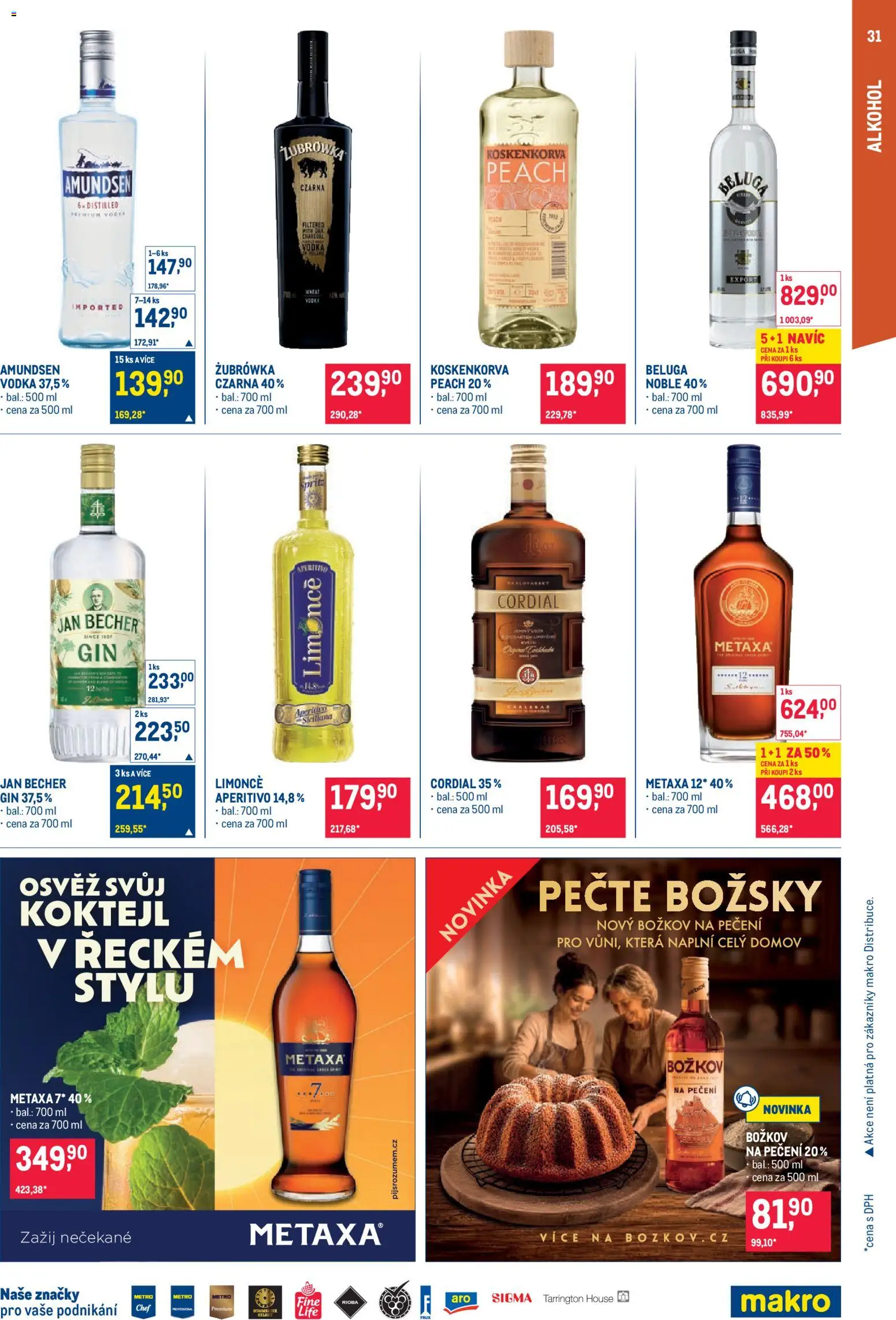 Makro leták - Pro milovníky jídla od 07.10.2026 | Strana: 31 | Produkty: Metaxa 7*, Metaxa, Božkov, Alkohol