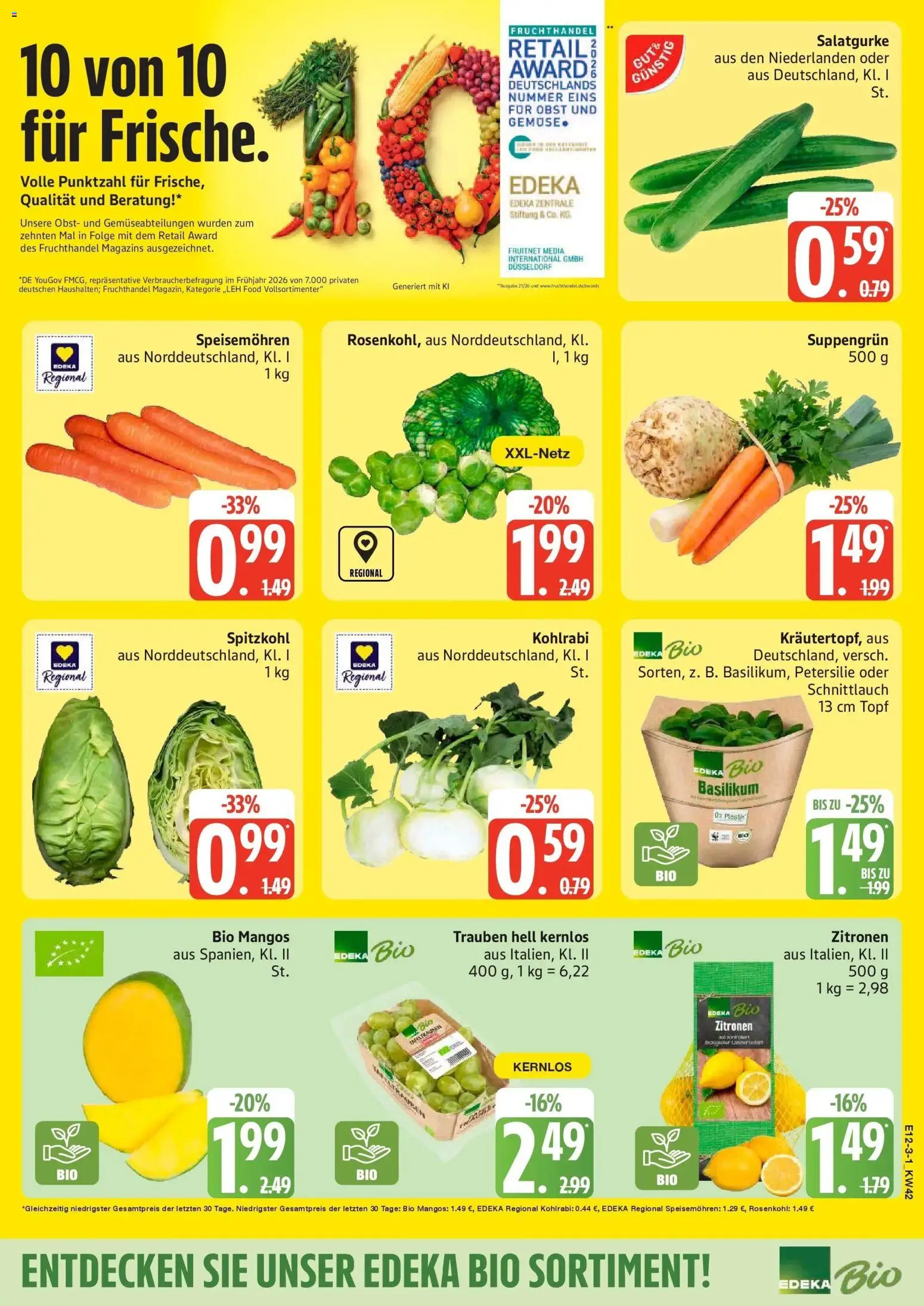 Edeka Prospekt Ammersbek (ab 12.10.2026) » Angebote Online | Seite: 3 | Produkte: Trauben, Kohlrabi, Obst, Zitronen