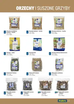 Pogląd oferty "Makro gazetka - Produktów marek własnych dla profesjonalnej Gastronomii" - ważna od 01.03.2026 | Strona: 13 | Produkty: Suszone grzyby, Słonecznik, Orzeszki, Orzechy laskowe blanszowane