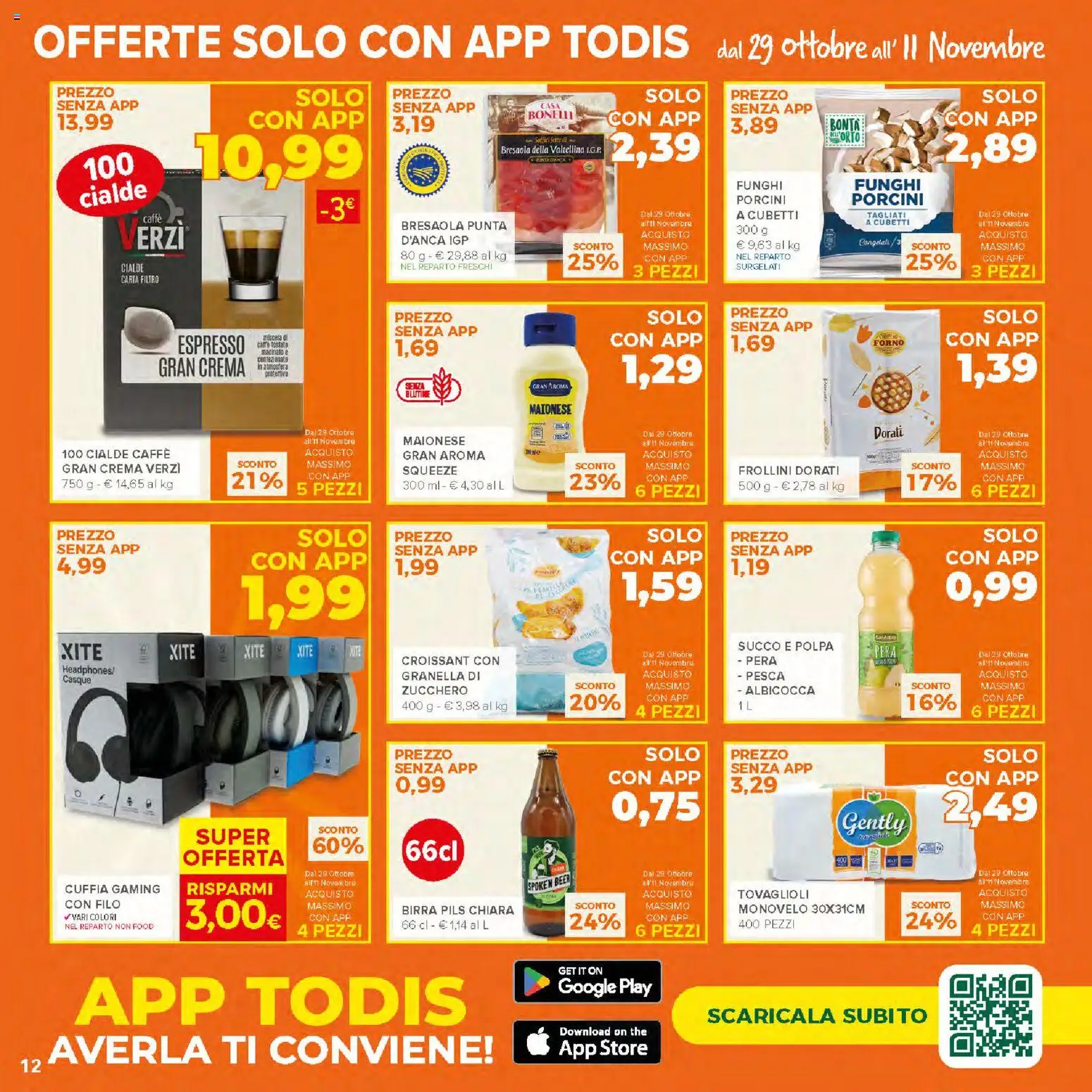 Volantino Todis del 29/10/2026 | Pagina: 12 | Prodotti: Succo, Maionese, Zucchero, The