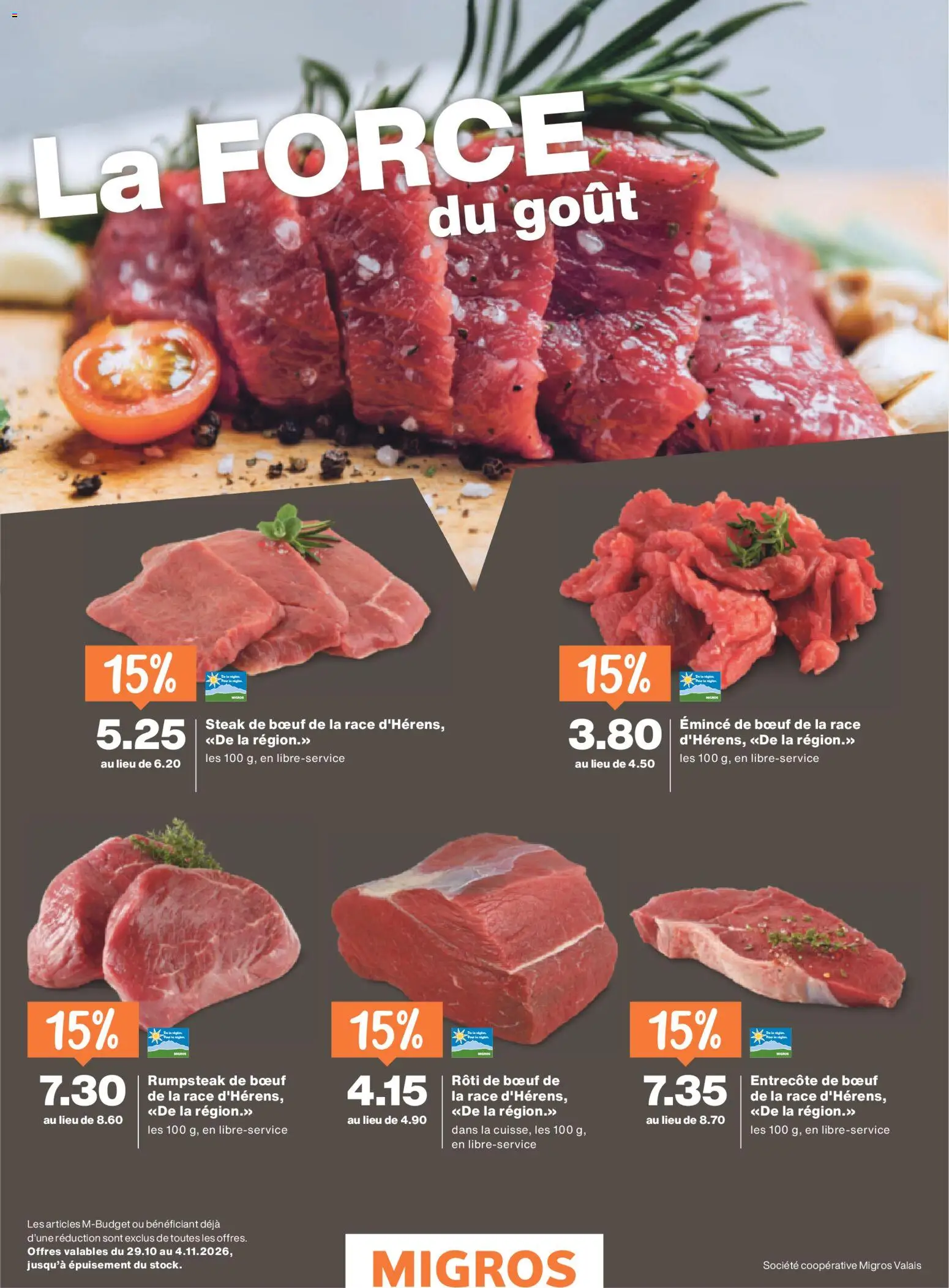 Migros aktionen Magazine FR – gültig ab 29.10.2026 | Seite: 46 | Produkte: Rumpsteak