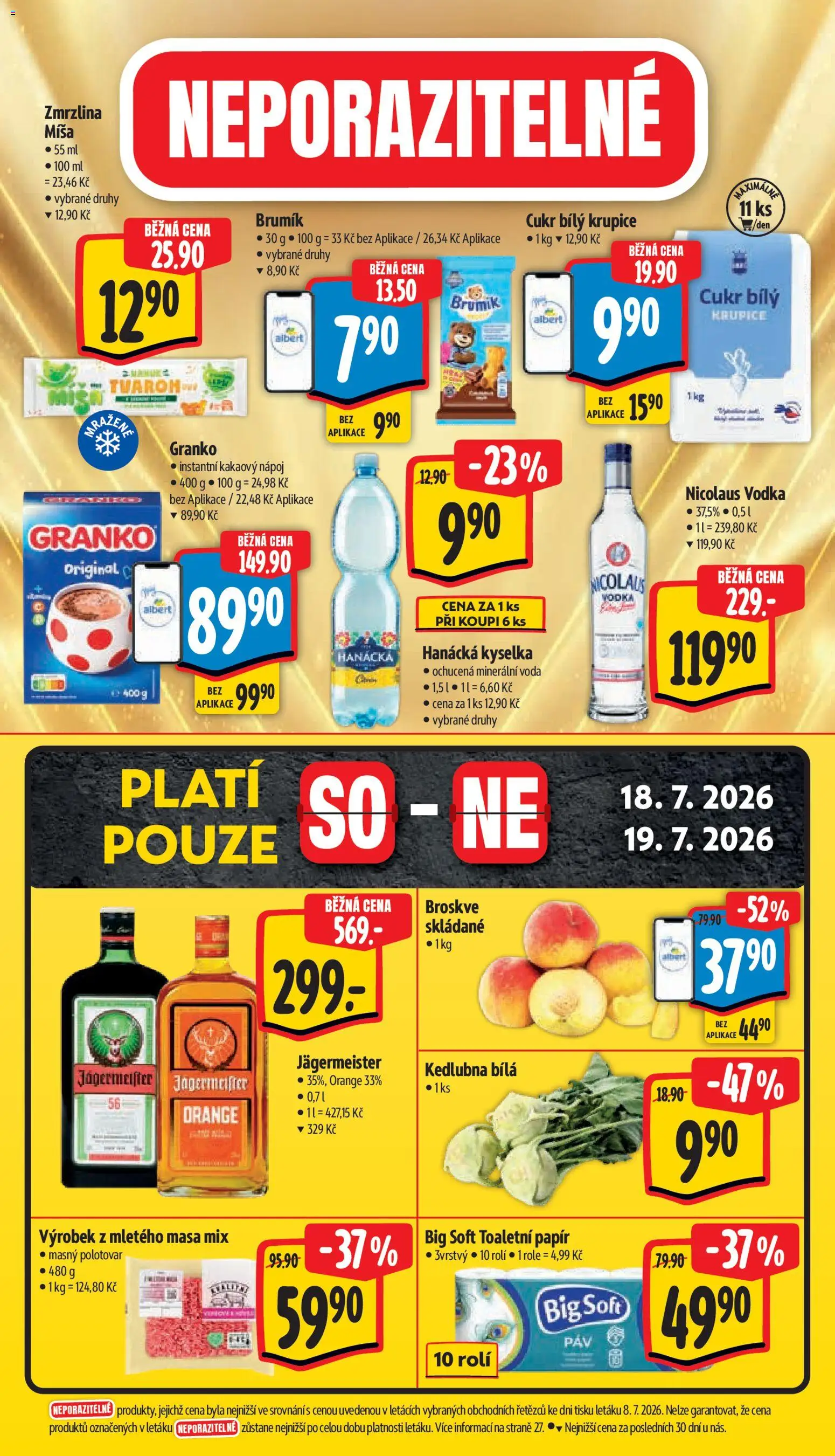 Albert leták - Hypermarket od 15.07.2026 | Strana: 8 | Produkty: Jägermeister, Tvaroh, Nicolaus vodka, Cukr